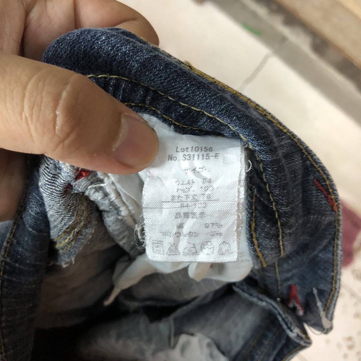Japanese Brand Mer Lassete Blue Distressed Denim Pants #5091 Size 33" - 7 Thumbnail