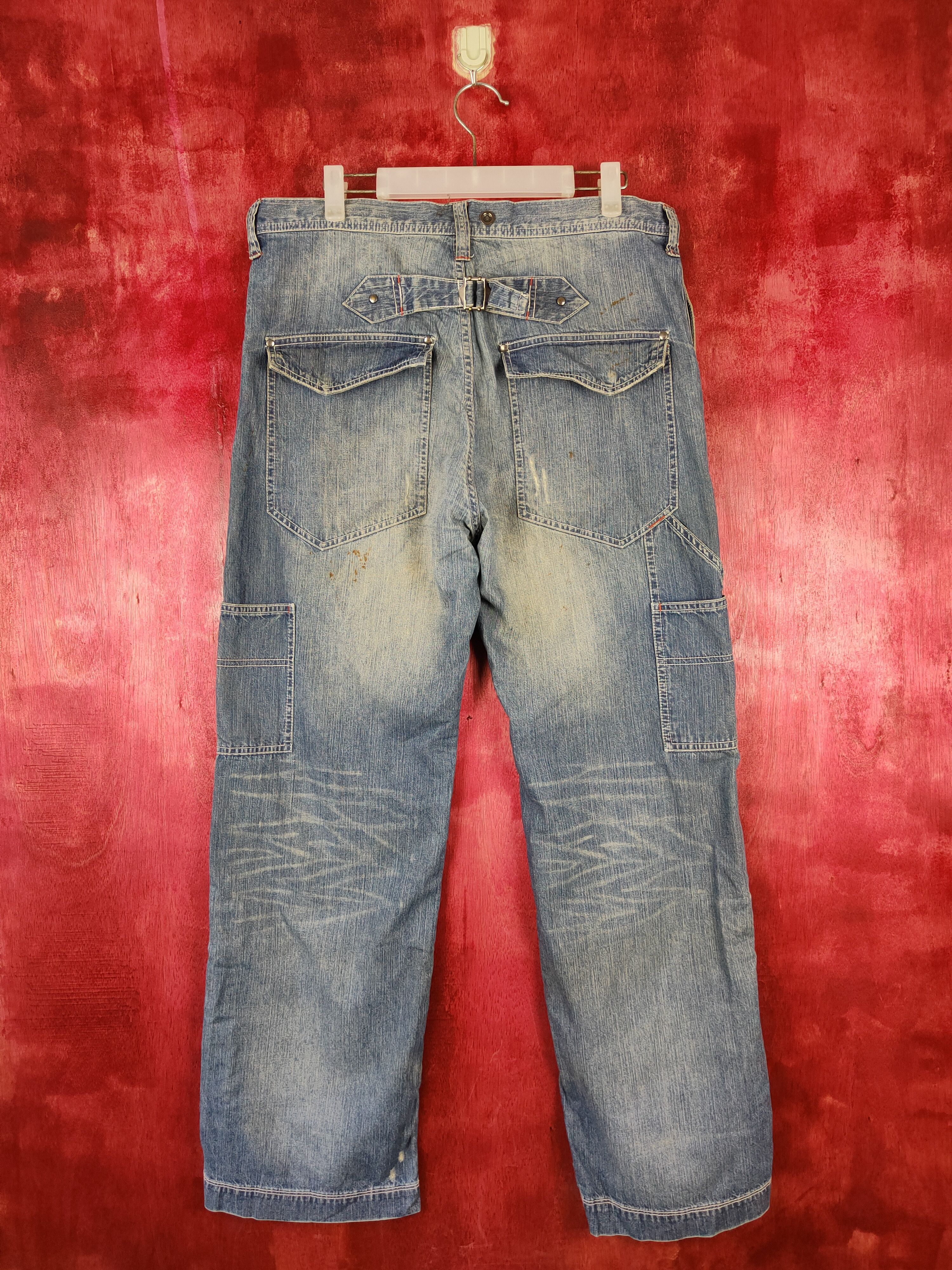 Japanese Brand Rageblue blue multi pocket buckle back faded pants#S355 Size US 34 / EU 50 - 8 Thumbnail