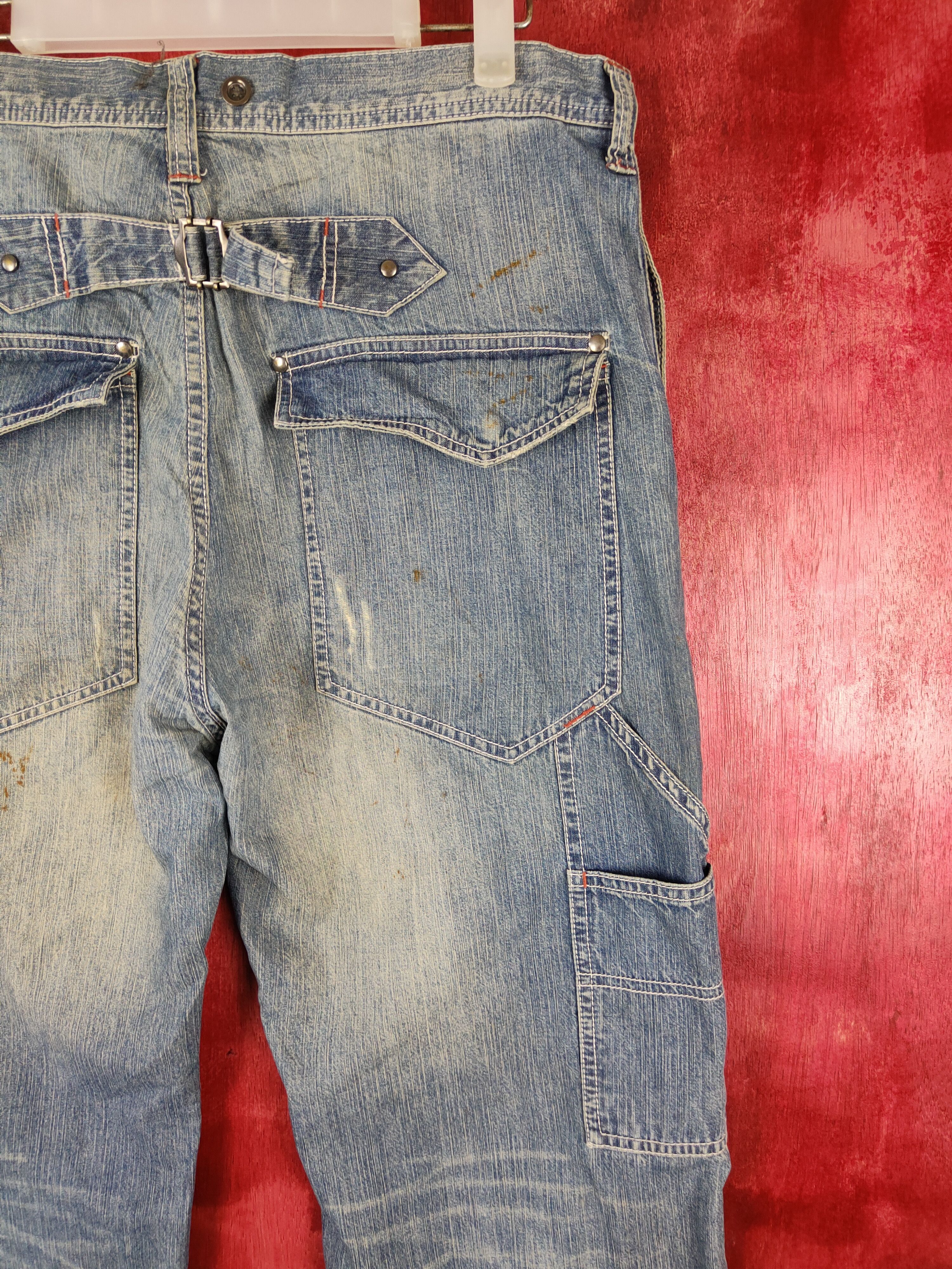 Japanese Brand Rageblue blue multi pocket buckle back faded pants#S355 Size US 34 / EU 50 - 11 Thumbnail