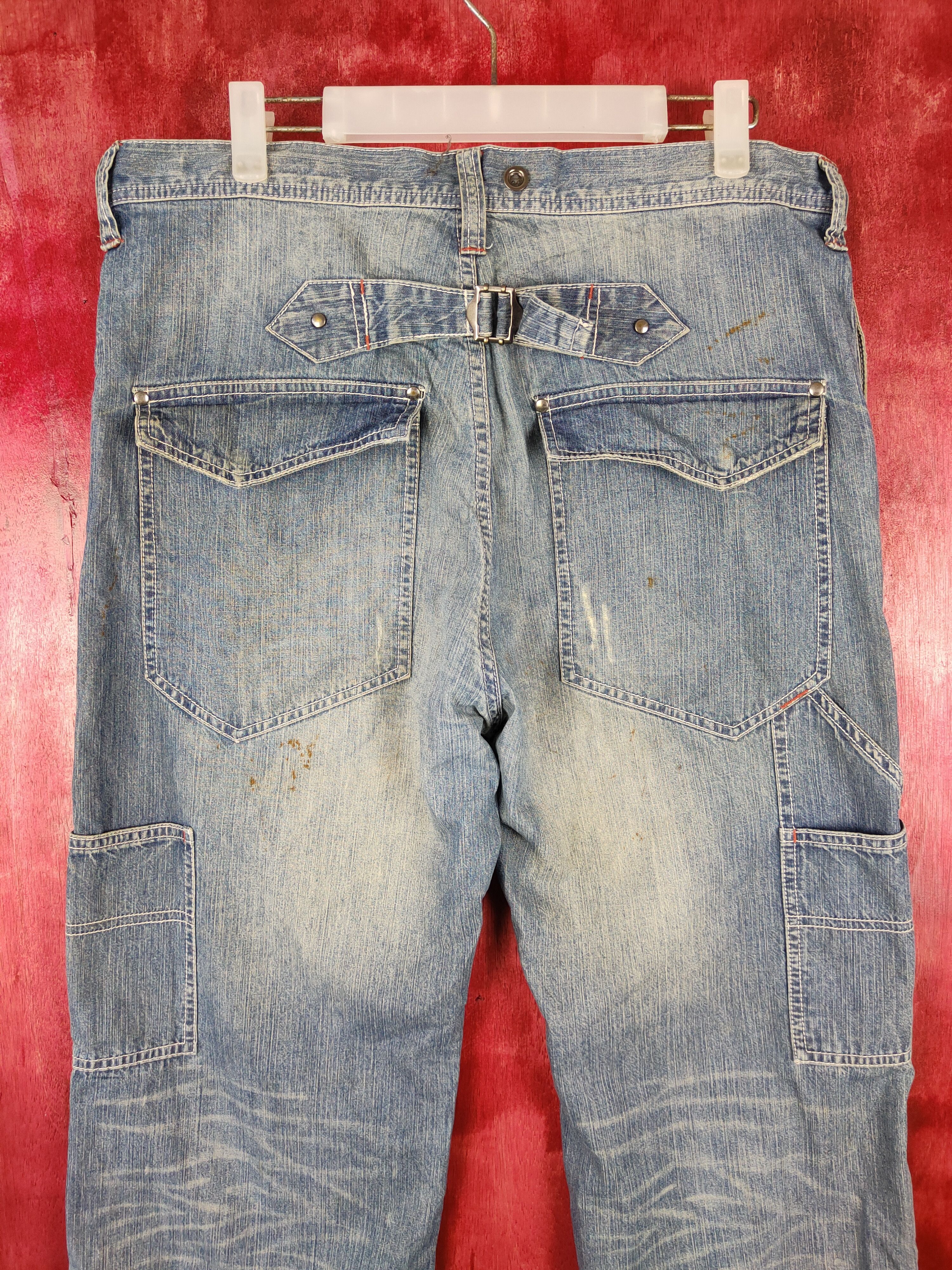 Japanese Brand Rageblue blue multi pocket buckle back faded pants#S355 Size US 34 / EU 50 - 9 Thumbnail