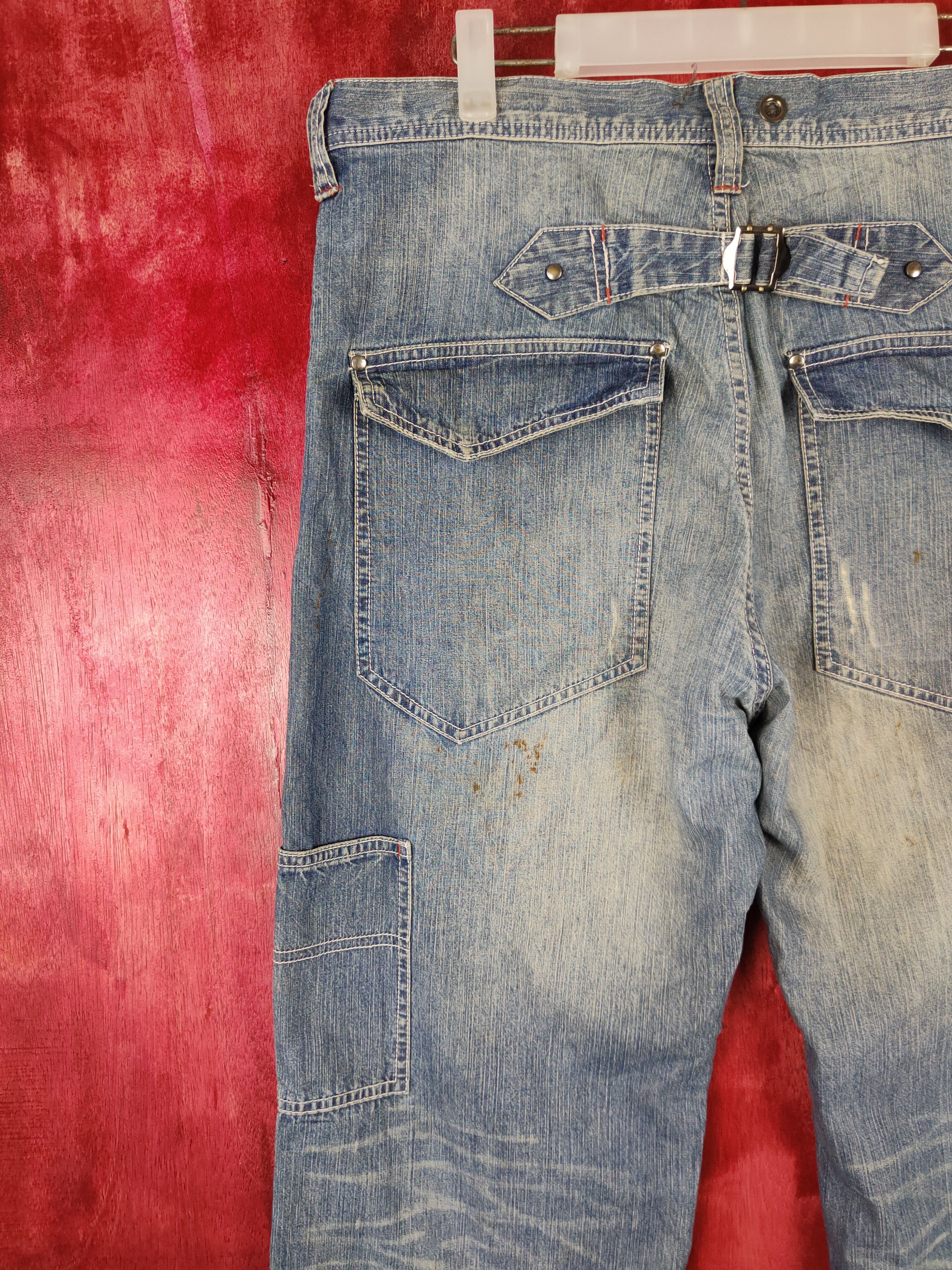 Japanese Brand Rageblue blue multi pocket buckle back faded pants#S355 Size US 34 / EU 50 - 12 Thumbnail