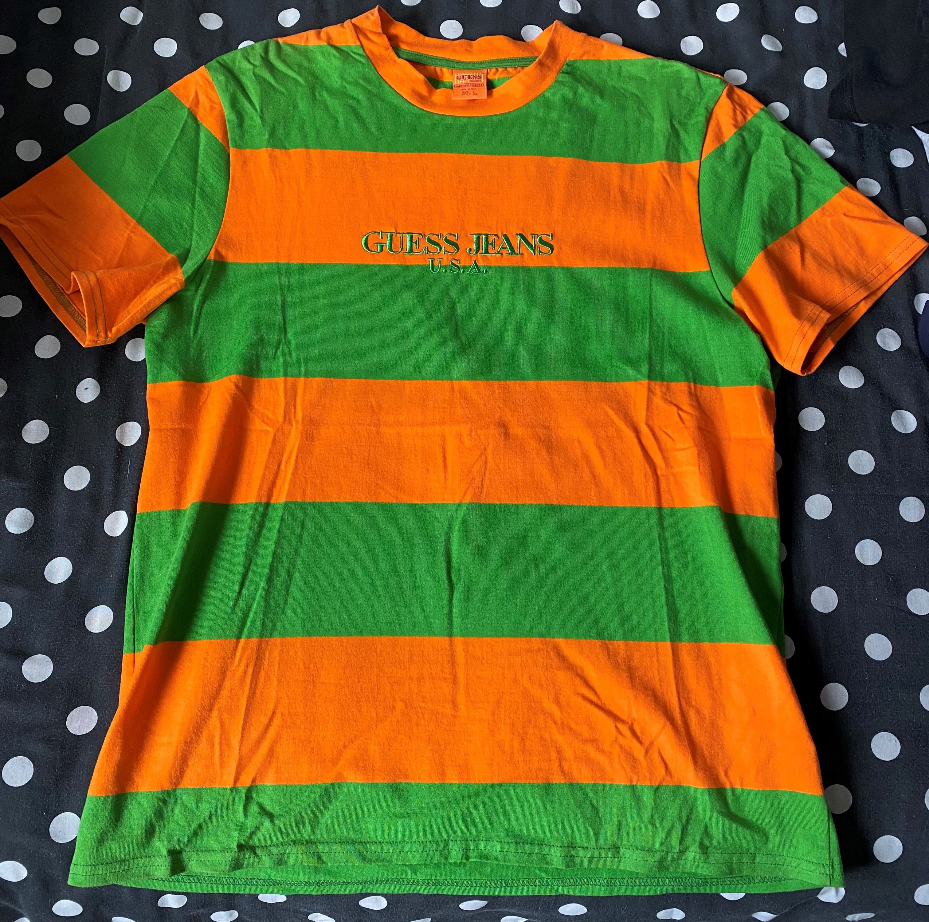 Guess Guess Farmers Market - Green + Orange Striped Tee Size US L / EU 52-54 / 3 - 3 Thumbnail
