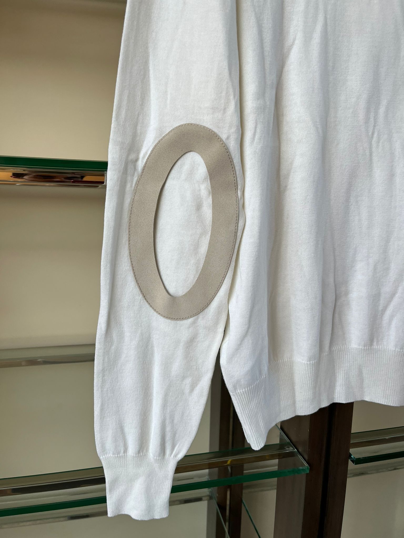 Maison Margiela Wool Elbow Patch Crewneck Sweater in White Size US S / EU 44-46 / 1 - 16 Thumbnail