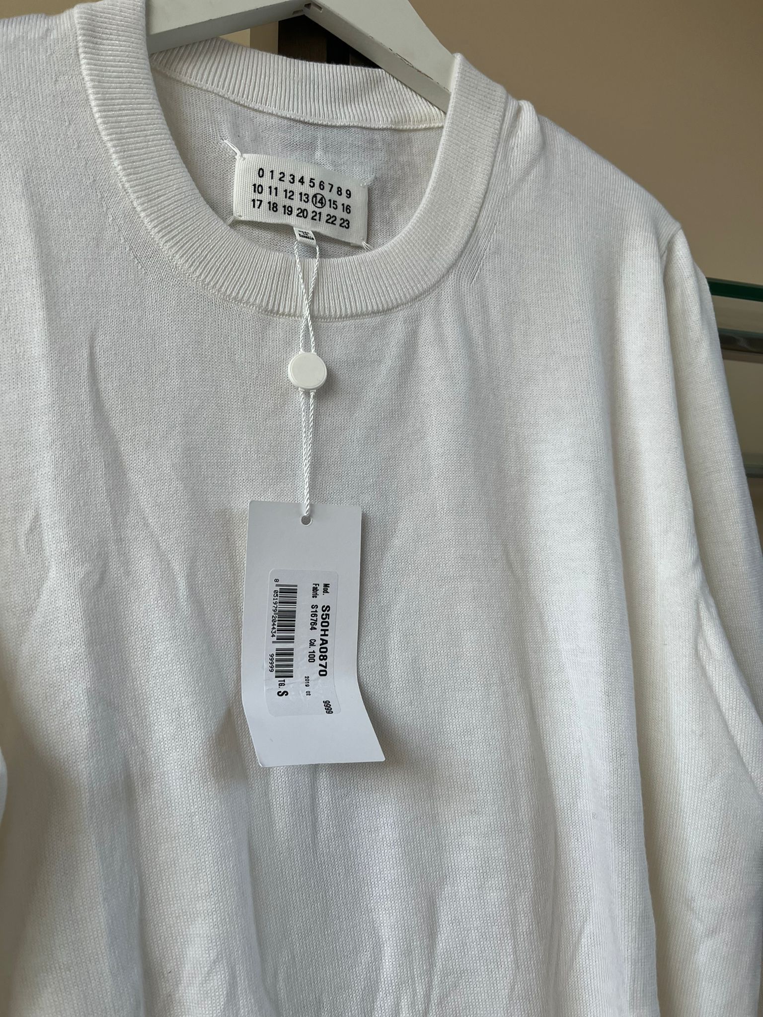 Maison Margiela Wool Elbow Patch Crewneck Sweater in White Size US S / EU 44-46 / 1 - 7 Thumbnail