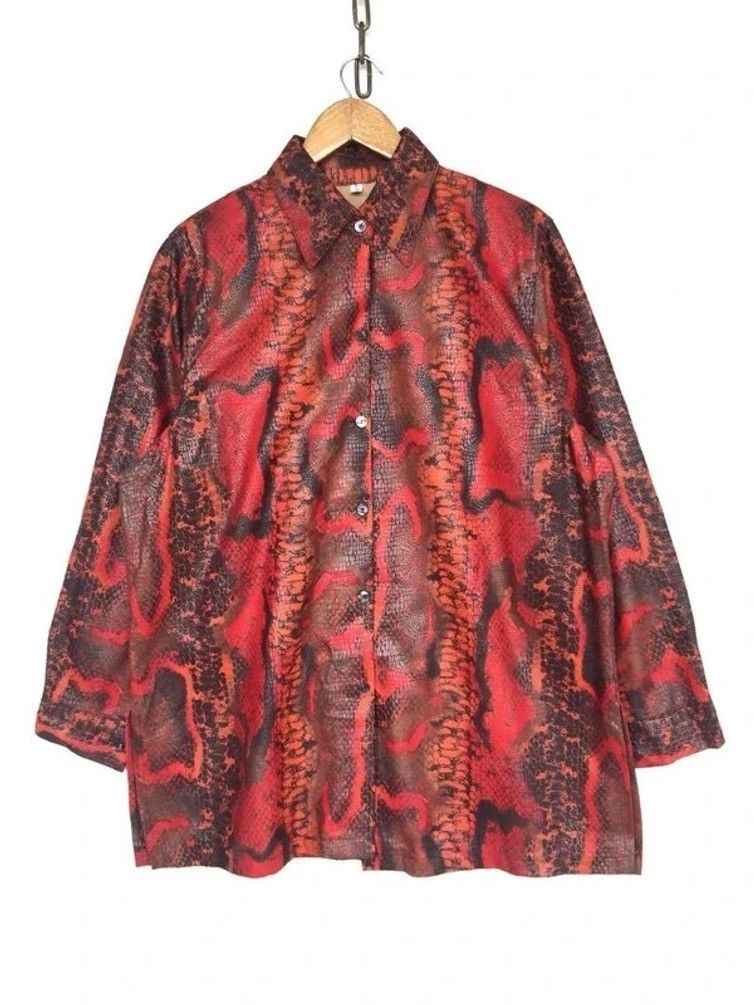 Vintage 💥Vintage Japanese Fashion Designer Snake Print Button Shirt Size US L / EU 52-54 / 3 - 1 Thumbnail