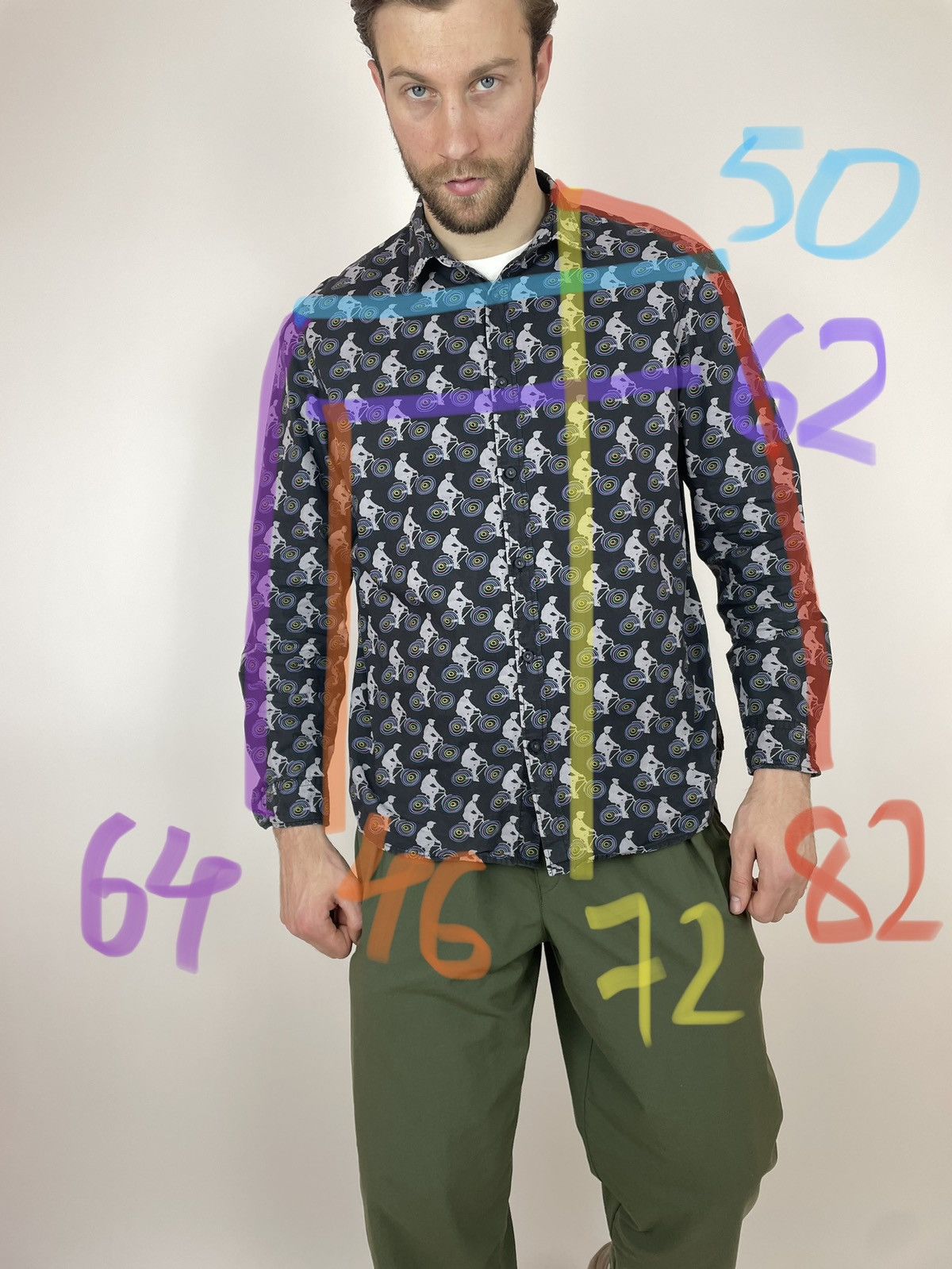 Desigual Desigual Mens Shirt long sleeve cycle print size XXL Size US XL / EU 56 / 4 - 10 Thumbnail