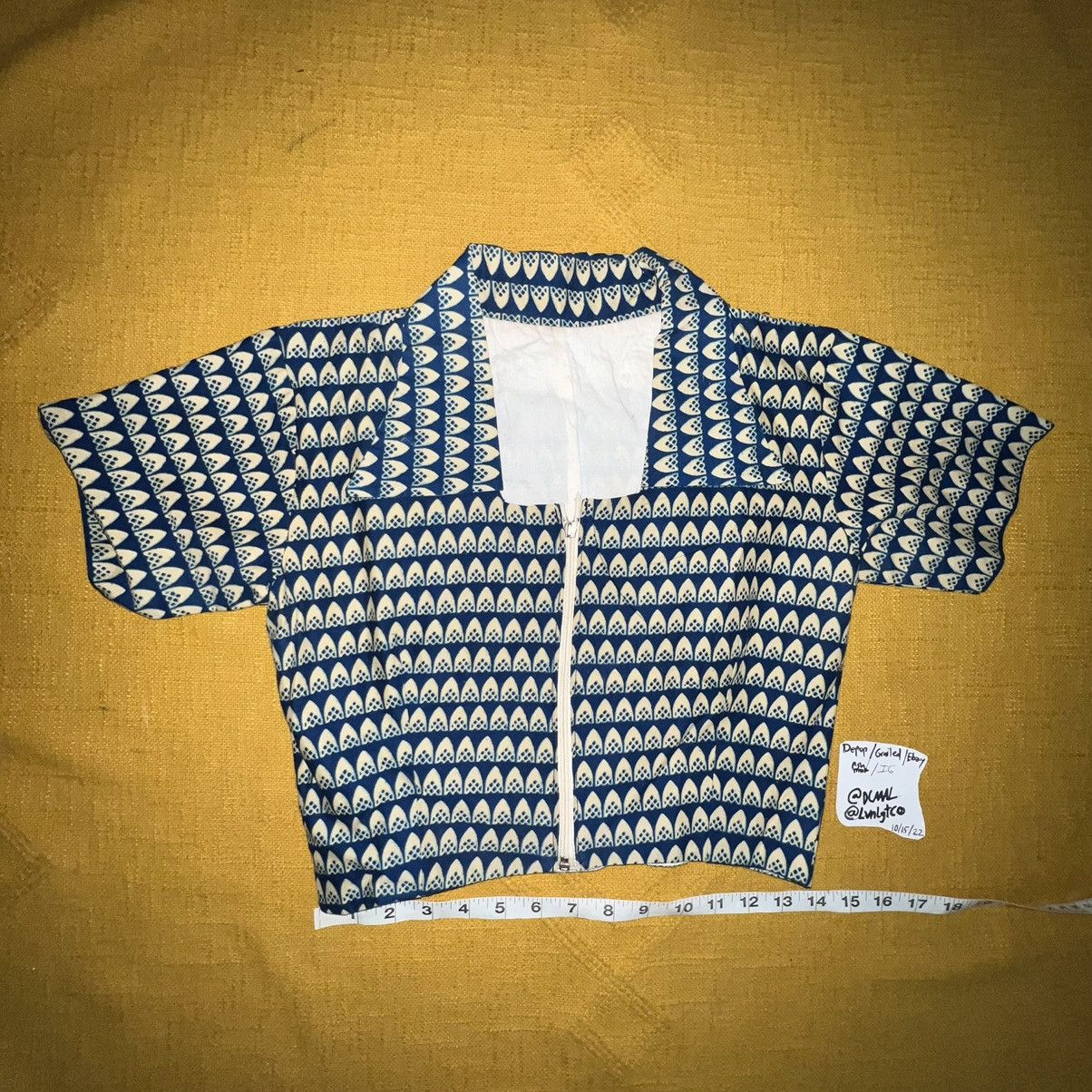 Vintage Couture Hand Made Zip Up Crop Top