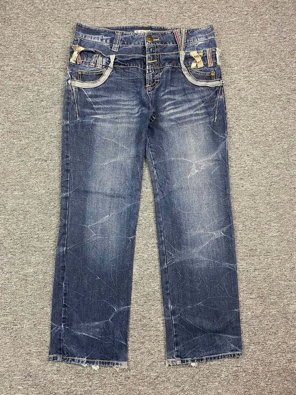 If Six Was Nine × Japanese Brand × Le Grande Bleu (L.G.B.) Vintage Double Waist Distressed Jeans faded wash Size US 35 - 1 Thumbnail