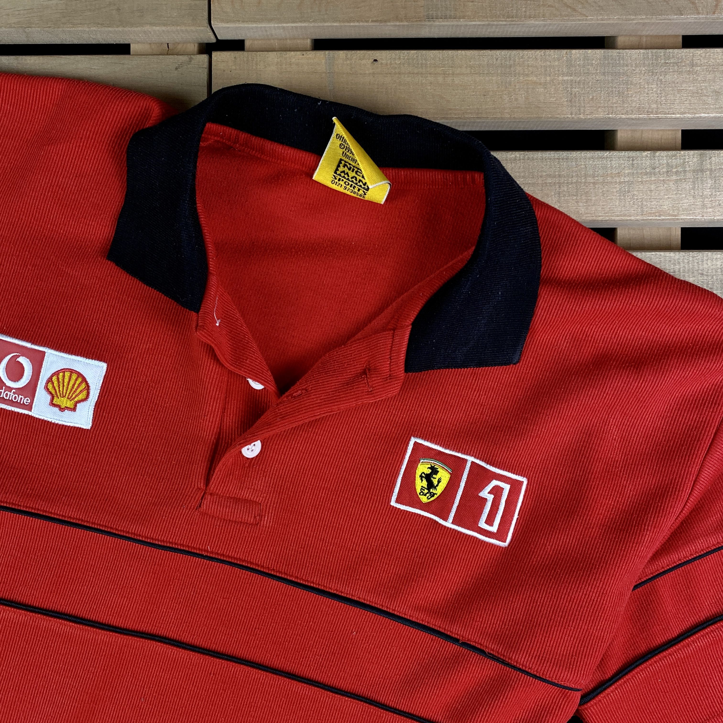 Ferrari × Vintage Mens Polo T Shirt Ferrari Vodafone Size L Size US L / EU 52-54 / 3 - 2 Thumbnail