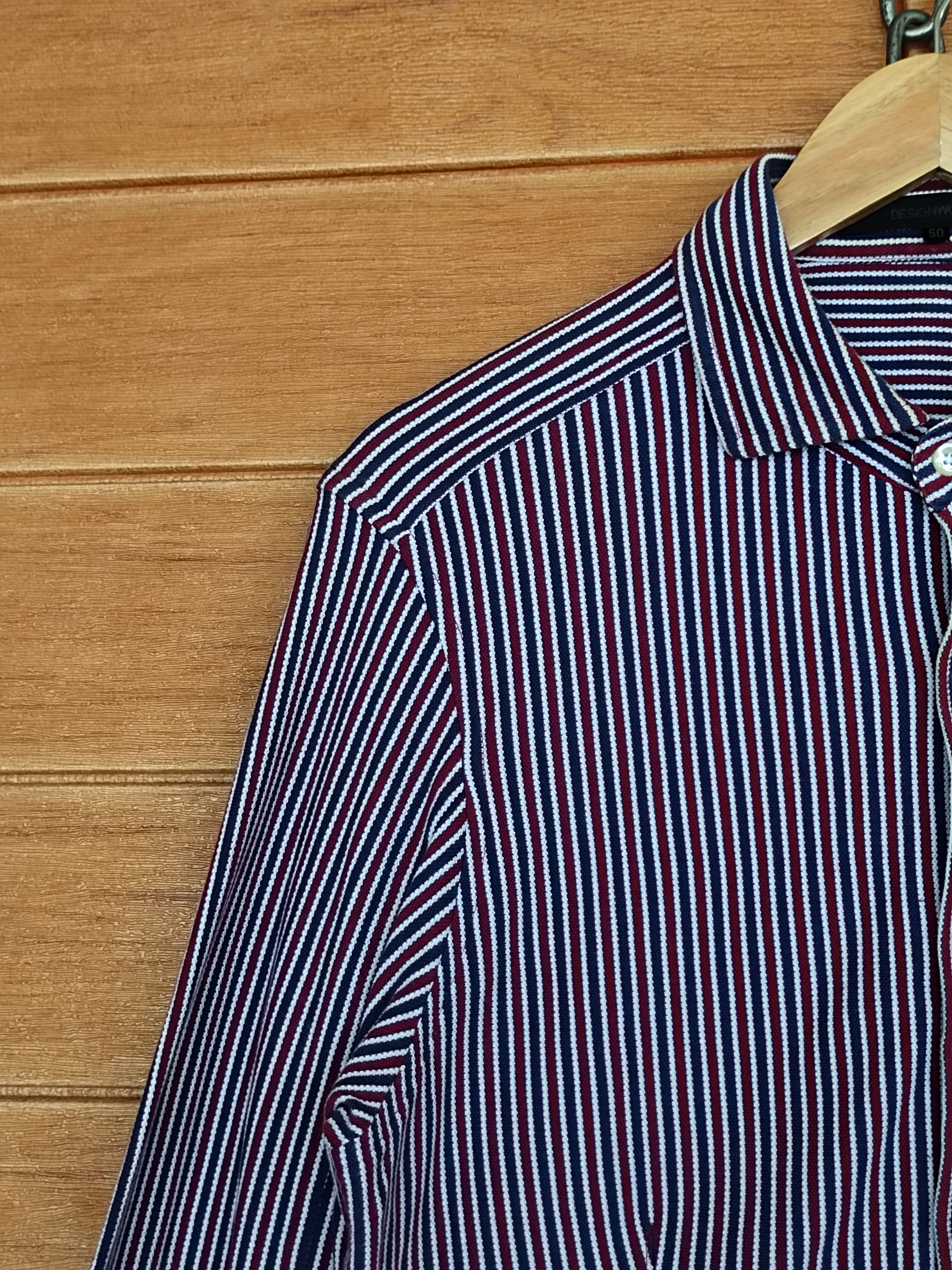 ABAHOUSE Vintage Abahouse 'Designworks' Striped Slim Fit Denim Shirt Size US M / EU 48-50 / 2 - 4 Thumbnail