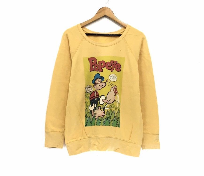 Popeye Crewneck Sweatshirt BigLogo Popeye Character Pullover