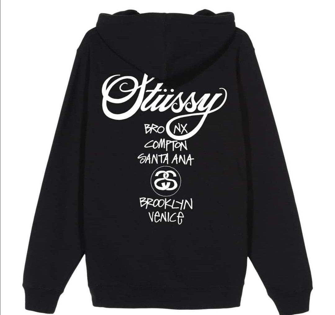 Black トップス Stussy World Hoodie Tour