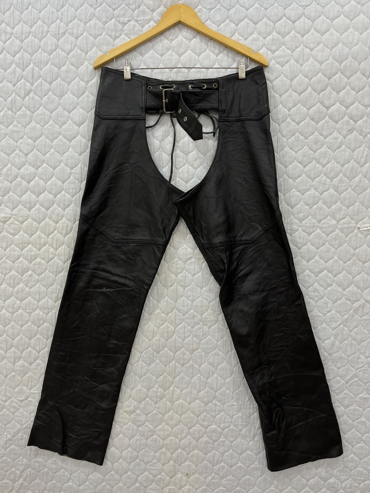 14th Addiction (Hh). HORN WORK LEATHER PUNK ROCK PANTS Size US 33 - 2 Thumbnail