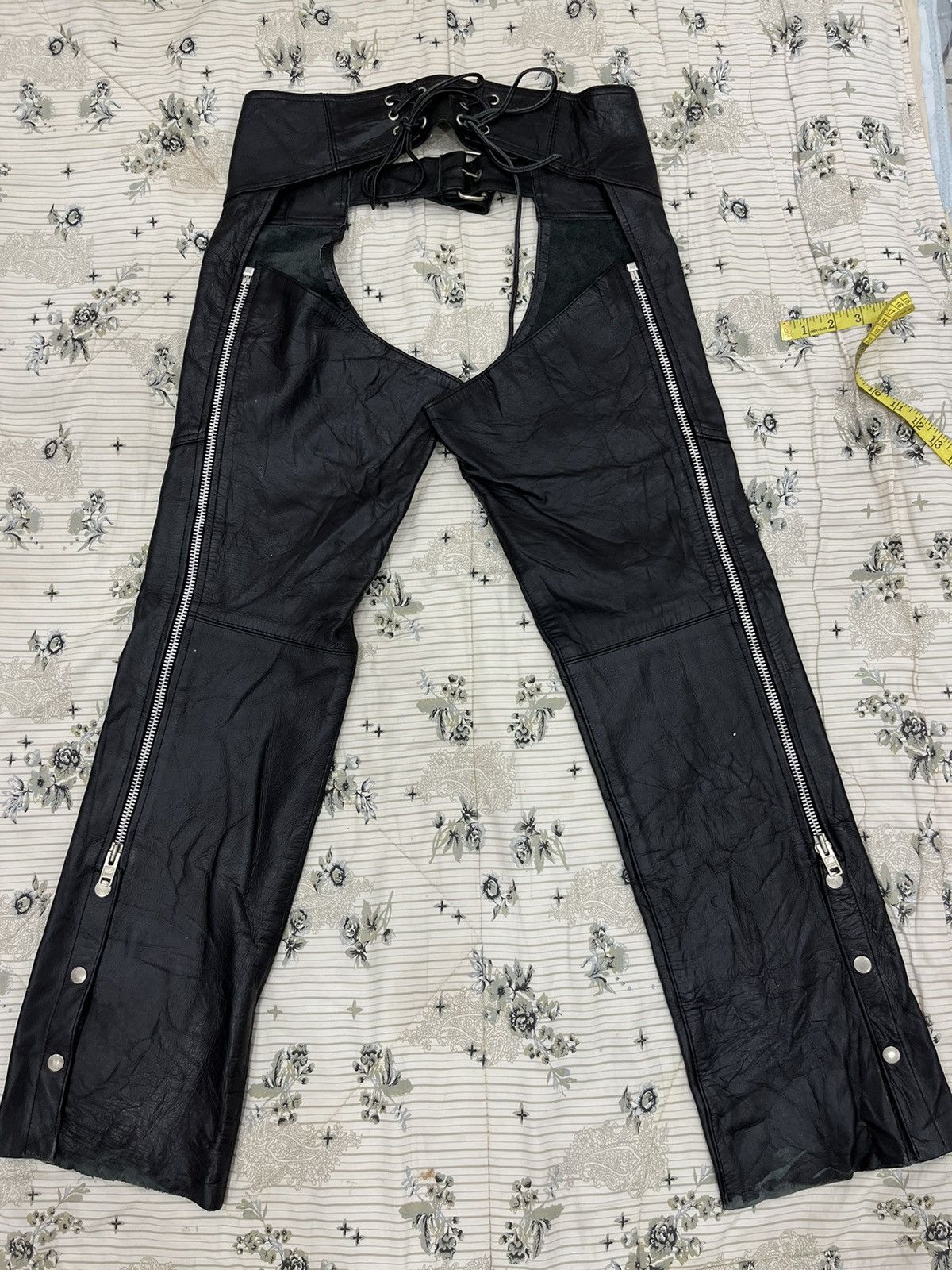 14th Addiction (Hh). HORN WORK LEATHER PUNK ROCK PANTS Size US 33 - 12 Thumbnail