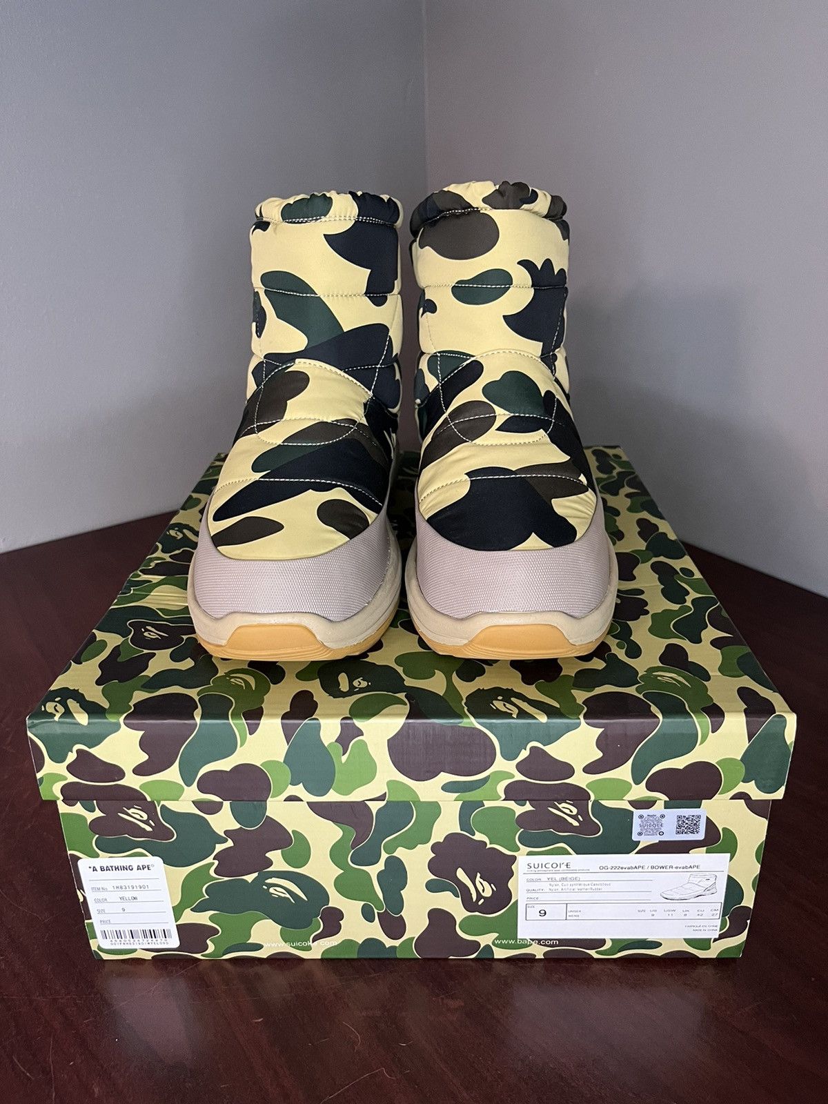 Suicoke Bower Boot A Bathing Ape 1st Camo Yellow