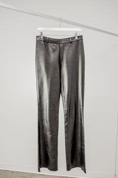 Leather Mid-Rise Flared Trousers