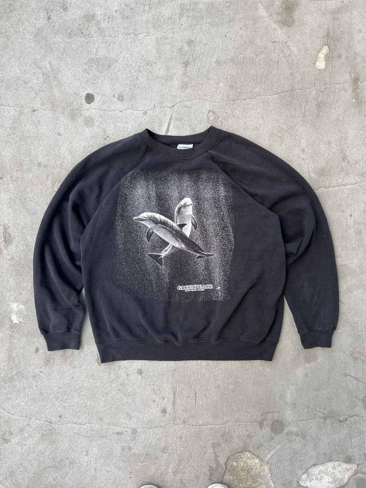 Hanes Vintage Greenpeace 1979 Dolphins Swearshirt Size US S / EU 44-46 / 1 - 1 Thumbnail