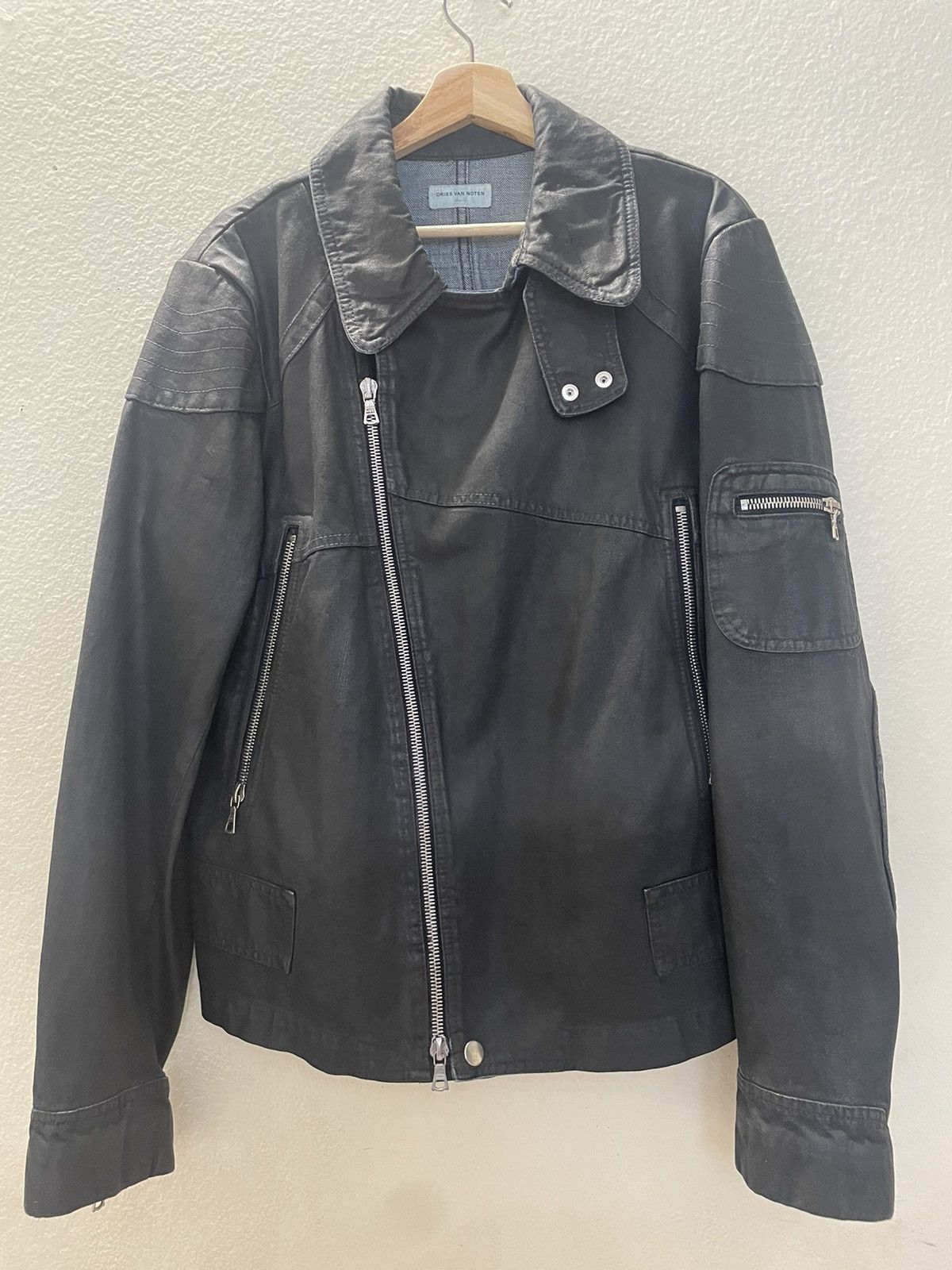 Dries Van Noten Dries Van Noten Waxed Two-Toned Denim Rider Jacket Size US L / EU 52-54 / 3 - 1 Thumbnail