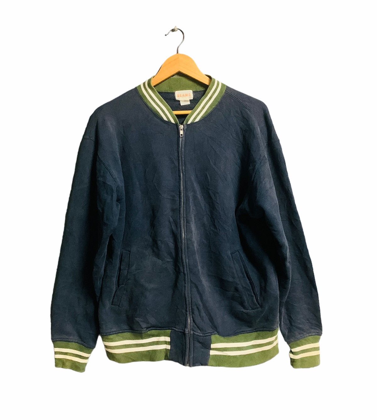 Beams Plus × Japanese Brand VINTAGE BEAMS JAPAN ZIPPER UP INDIGO VARSITY JACKET Size US M / EU 48-50 / 2 - 1 Thumbnail