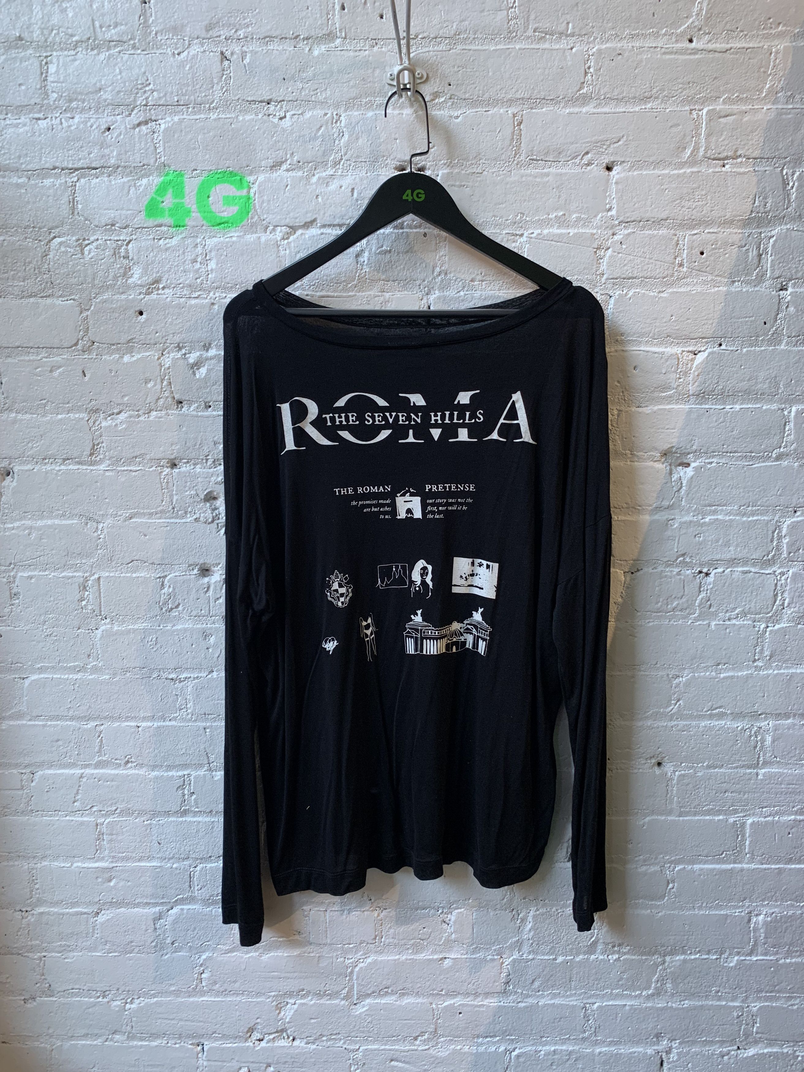 SEVEN HIULLS SHEER BLACK WIDE NECK CREW NECK TEE