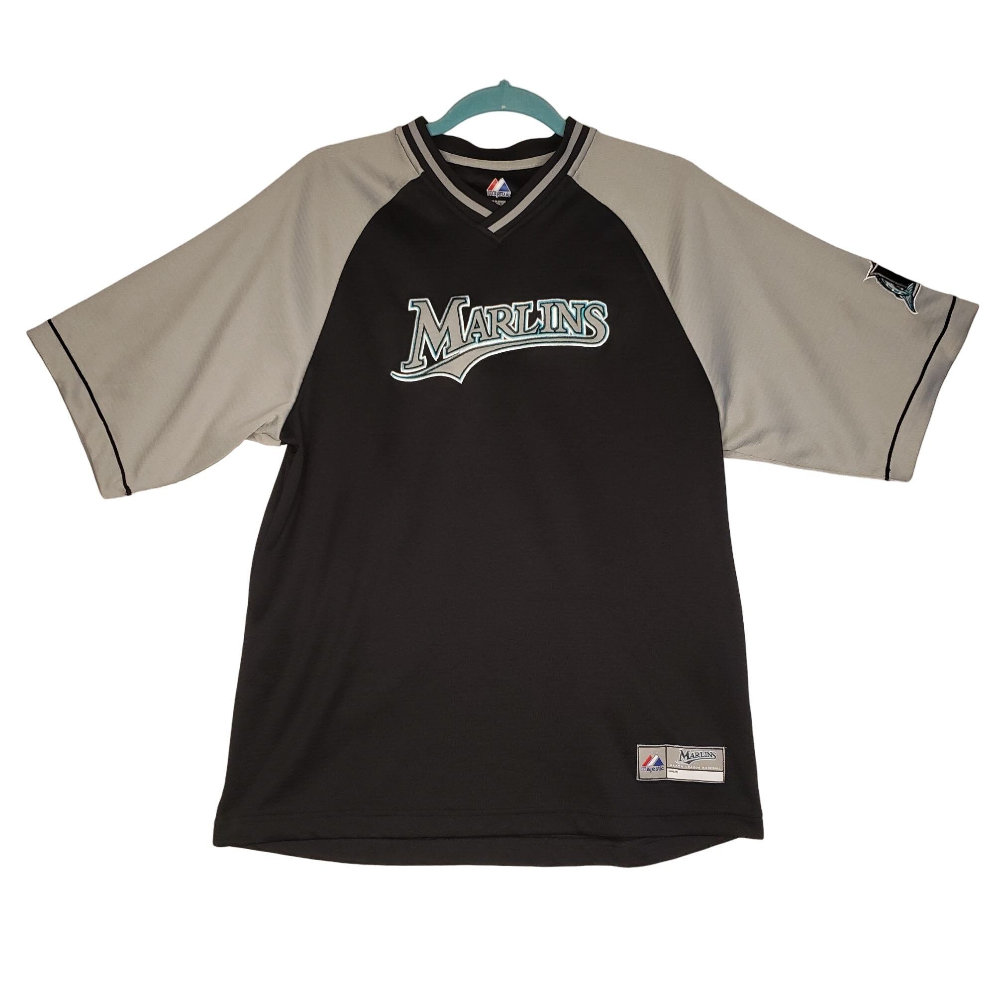 Majestic Florida Marlins Baseball MLB Jersey Black Pull On M