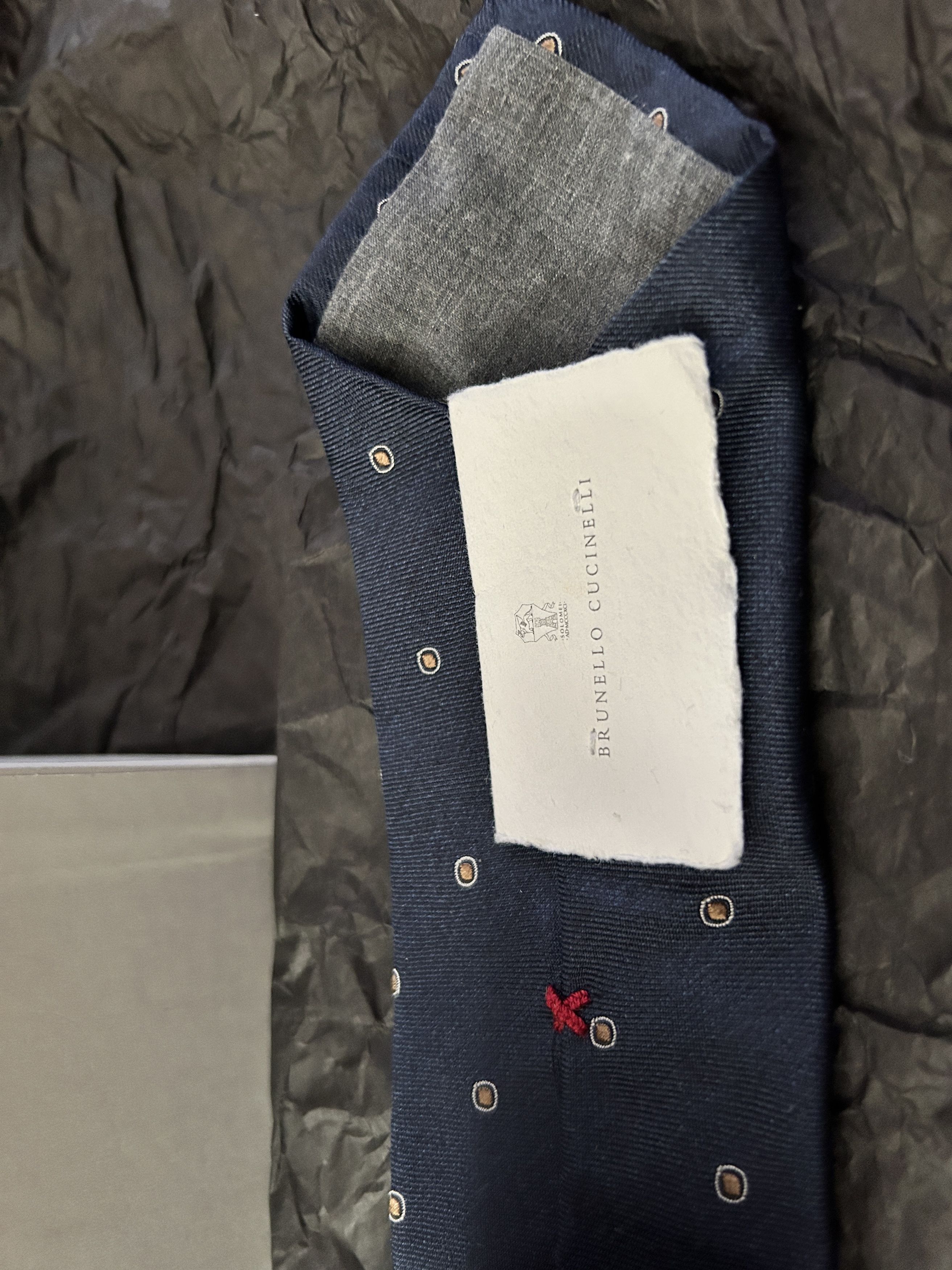 Brunello Cucinelli navy silk tie Embroidered 6.5cm twill Size ONE SIZE - 9 Thumbnail
