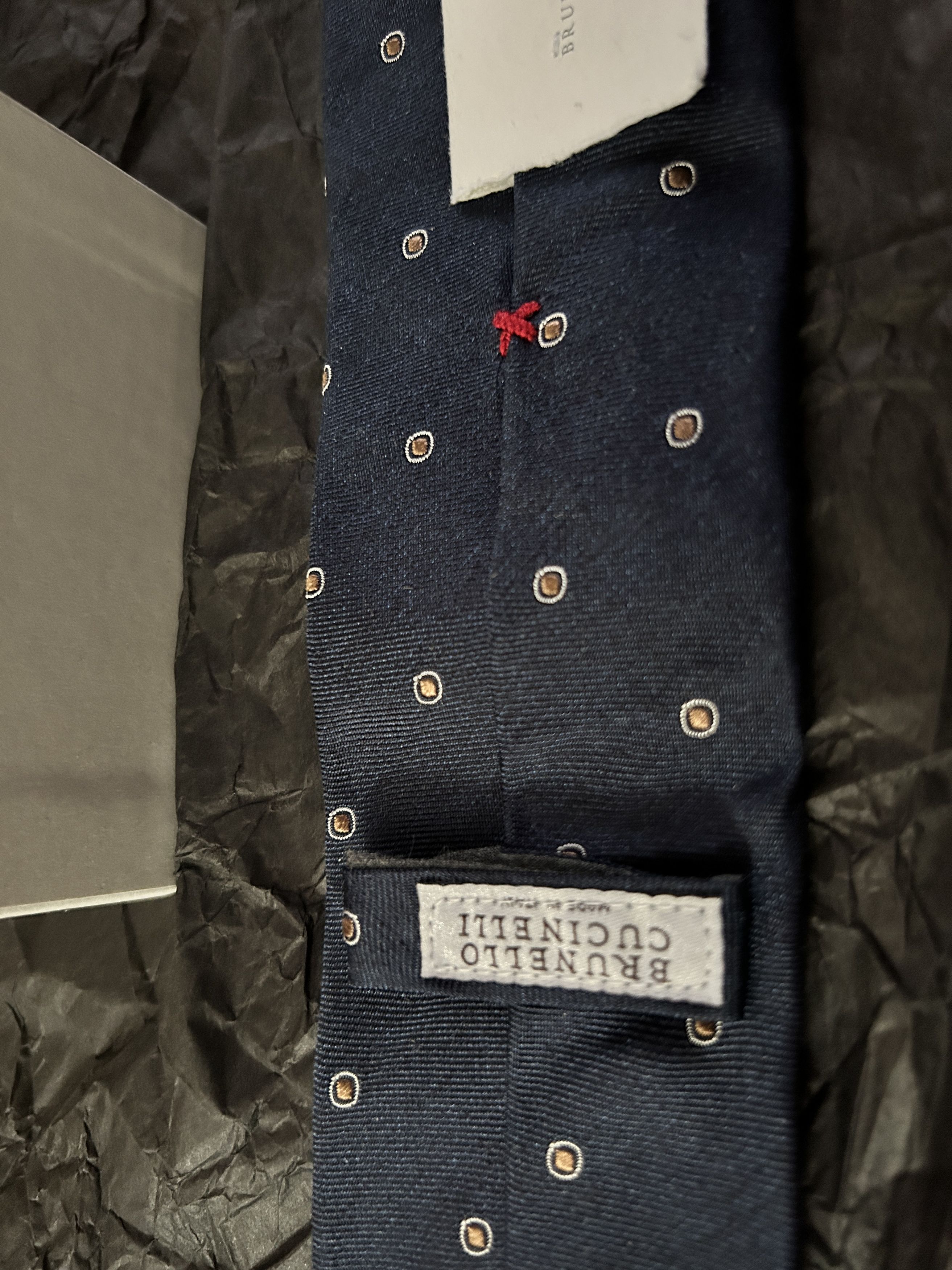 Brunello Cucinelli navy silk tie Embroidered 6.5cm twill Size ONE SIZE - 10 Thumbnail