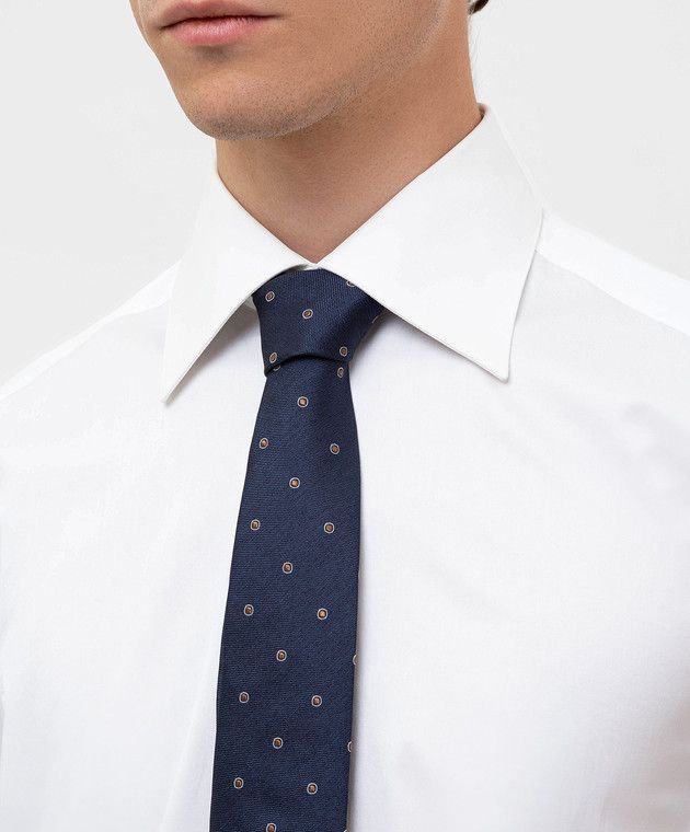Brunello Cucinelli navy silk tie Embroidered 6.5cm twill Size ONE SIZE - 3 Thumbnail