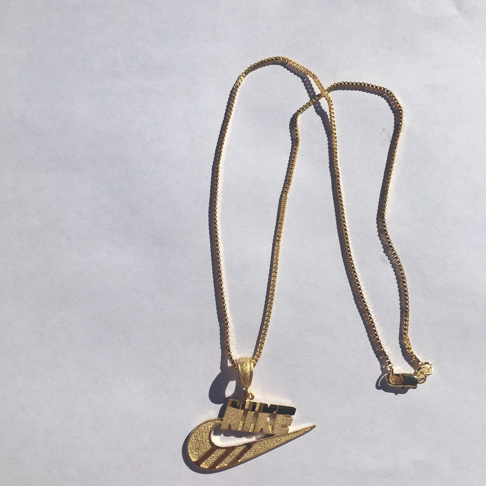 Official Nike Swoosh Logo Box Chain Pendant Necklace Adjustable Authentic