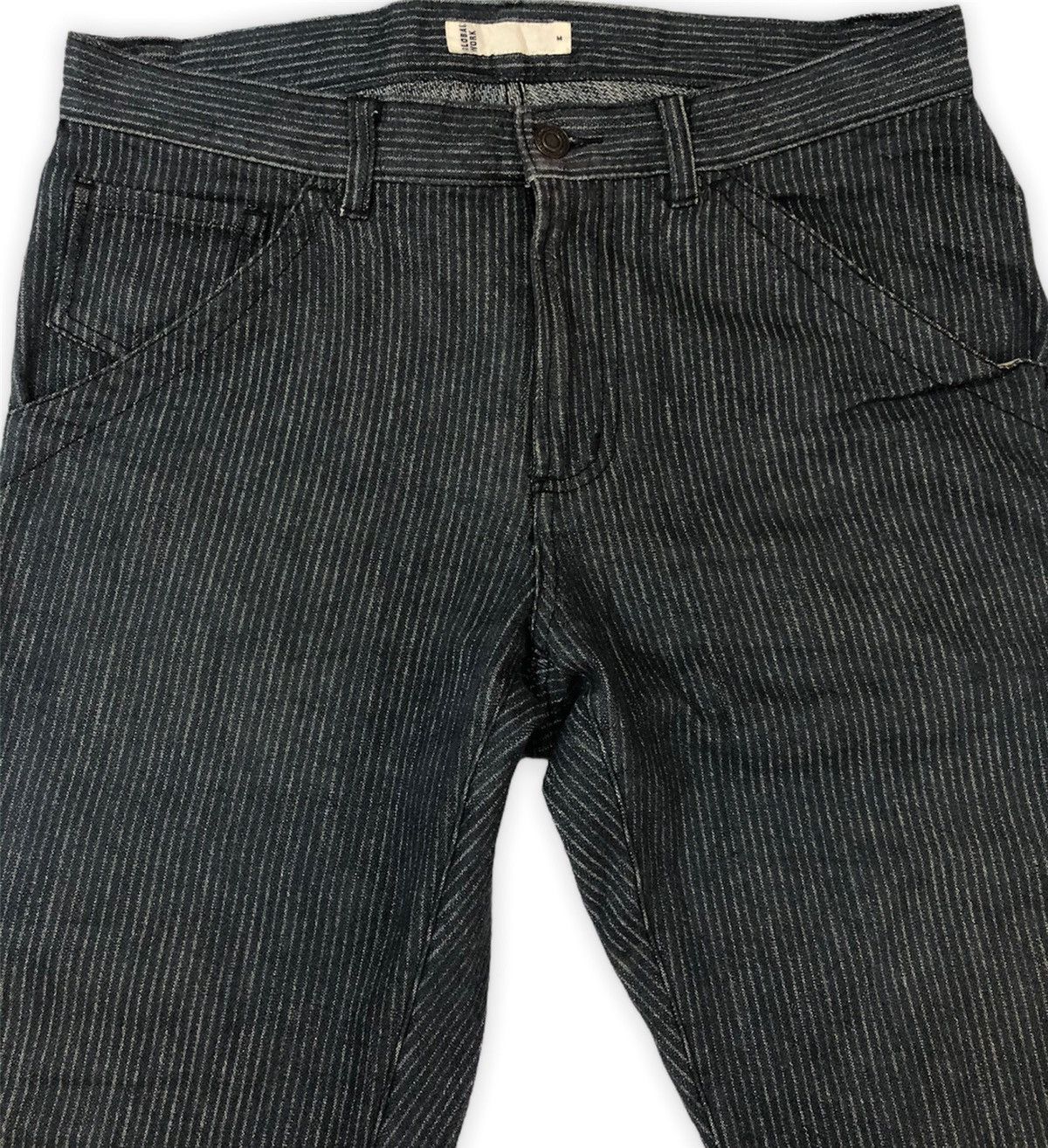 Global Work × Japanese Brand × Vintage Global Work Stripe Denim Size US 33 - 5 Thumbnail