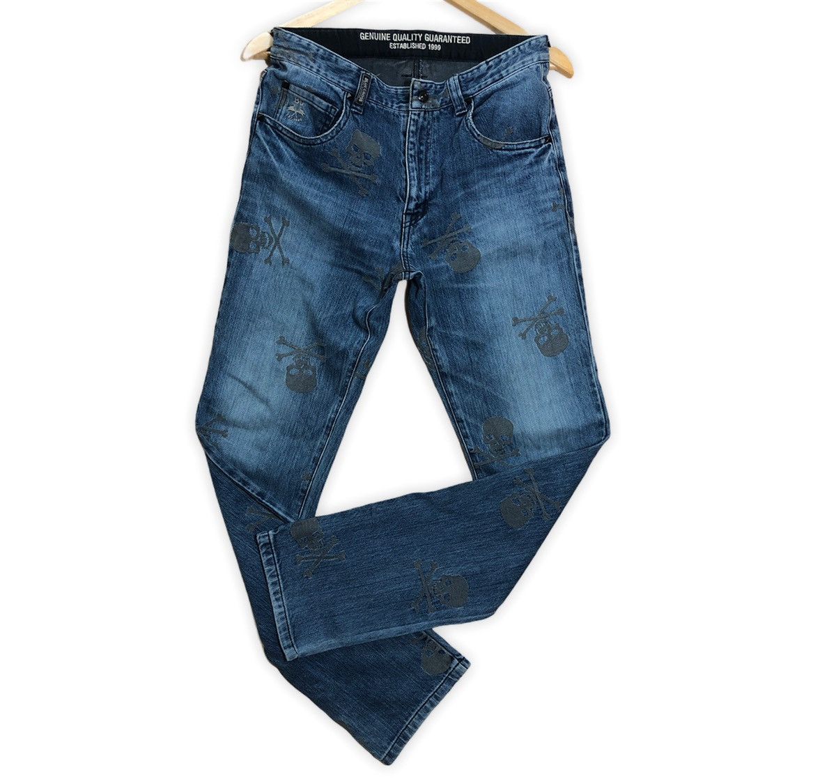 Designer × If Six Was Nine × Japanese Brand Distressed Blue Cross Denim With Skull Embroidery Size US 30 / EU 46 - 1 Thumbnail