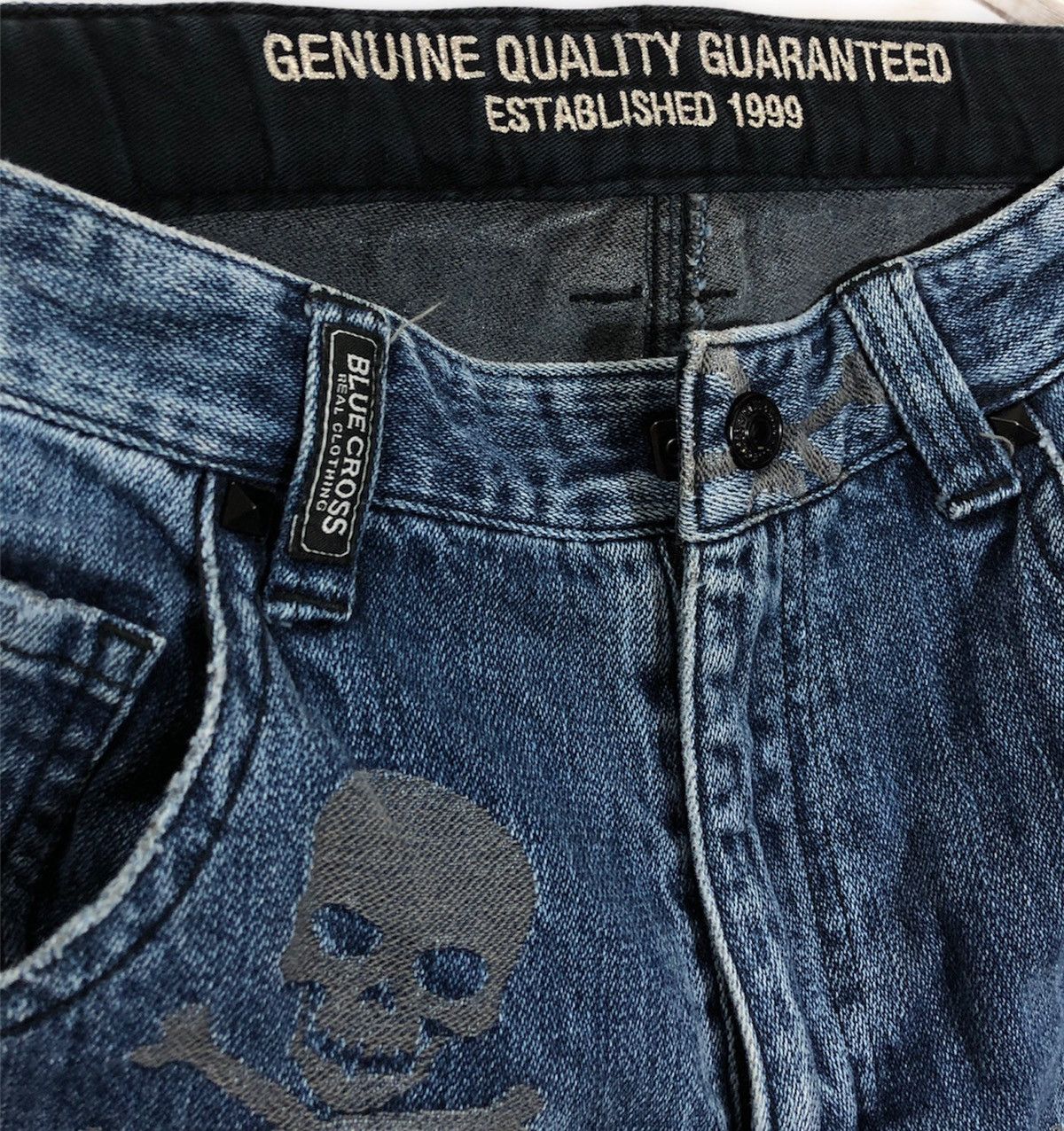 Designer × If Six Was Nine × Japanese Brand Distressed Blue Cross Denim With Skull Embroidery Size US 30 / EU 46 - 6 Thumbnail