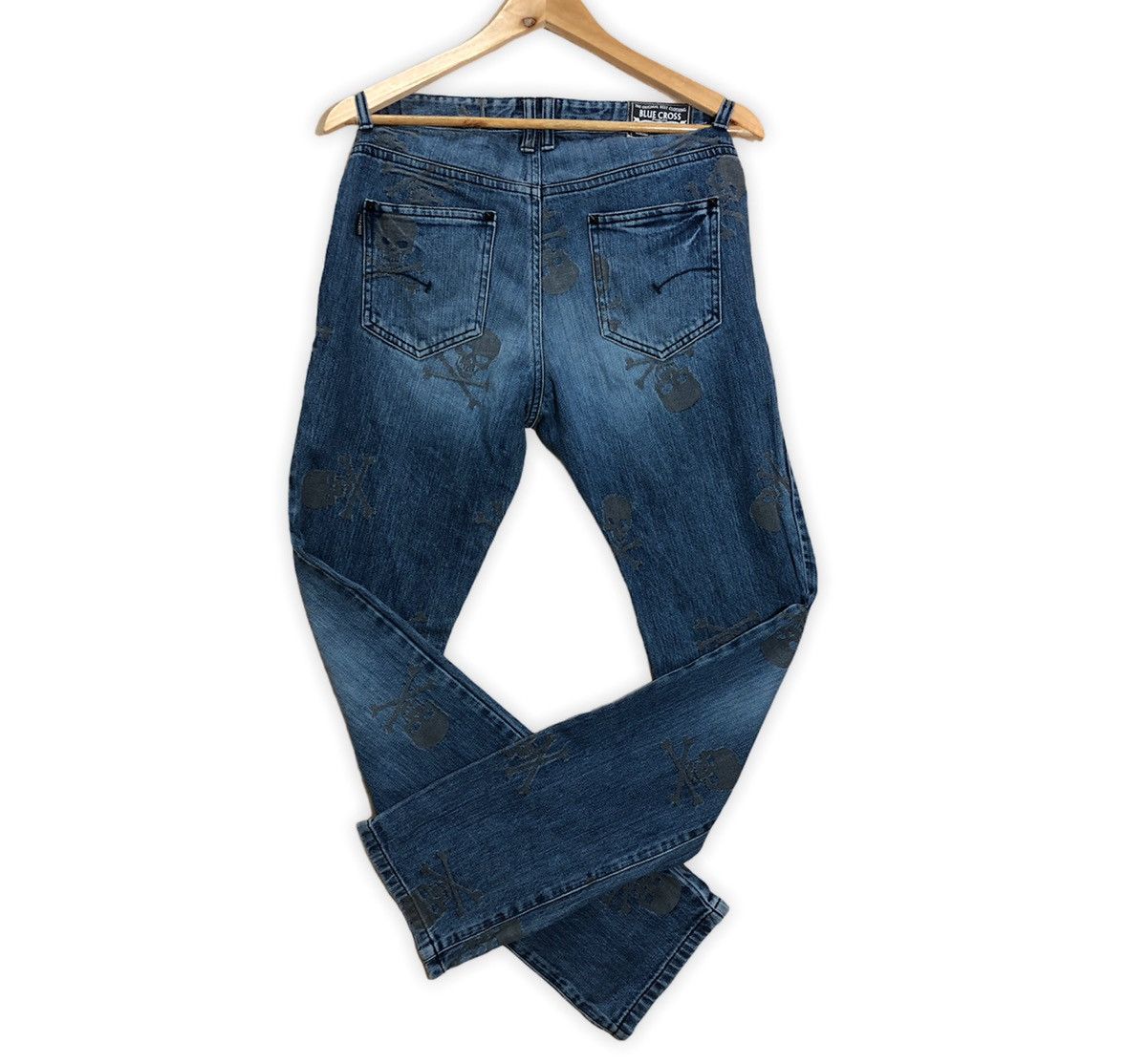 Designer × If Six Was Nine × Japanese Brand Distressed Blue Cross Denim With Skull Embroidery Size US 30 / EU 46 - 2 Thumbnail