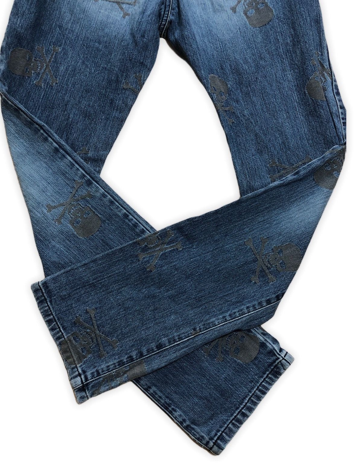 Designer × If Six Was Nine × Japanese Brand Distressed Blue Cross Denim With Skull Embroidery Size US 30 / EU 46 - 5 Thumbnail