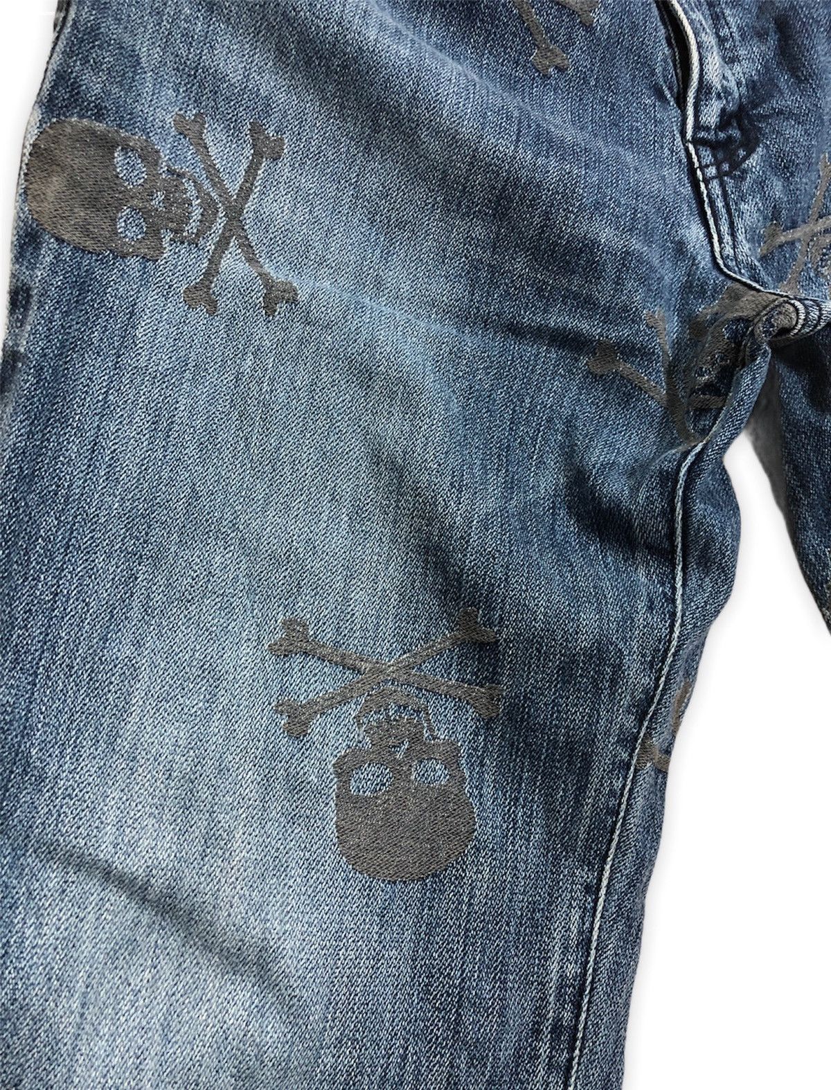 Designer × If Six Was Nine × Japanese Brand Distressed Blue Cross Denim With Skull Embroidery Size US 30 / EU 46 - 3 Thumbnail