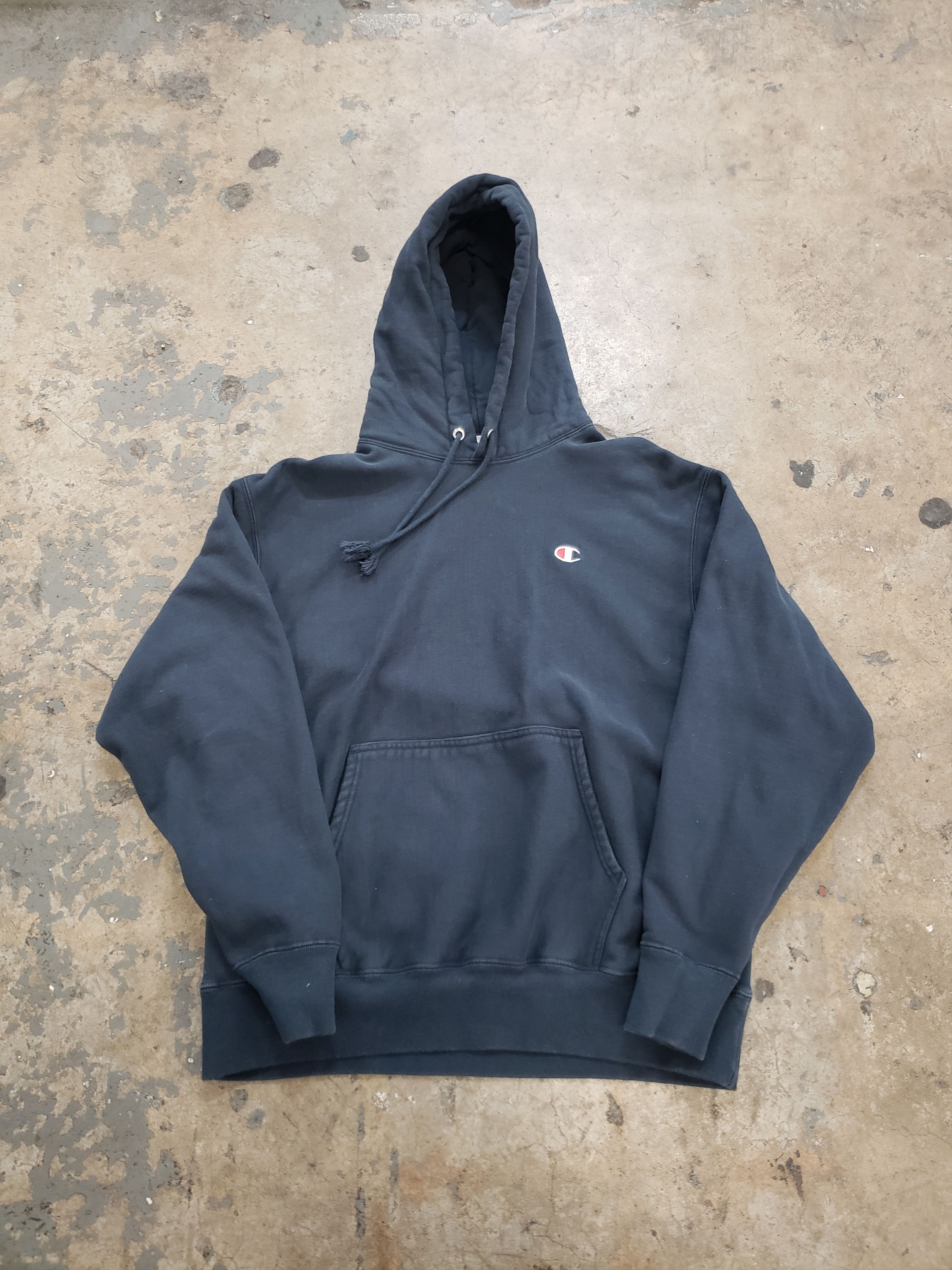 2000'S Champion College Sweatshirt Pullover Hoodie, Men's XL cotton black type Vintage Second Hand