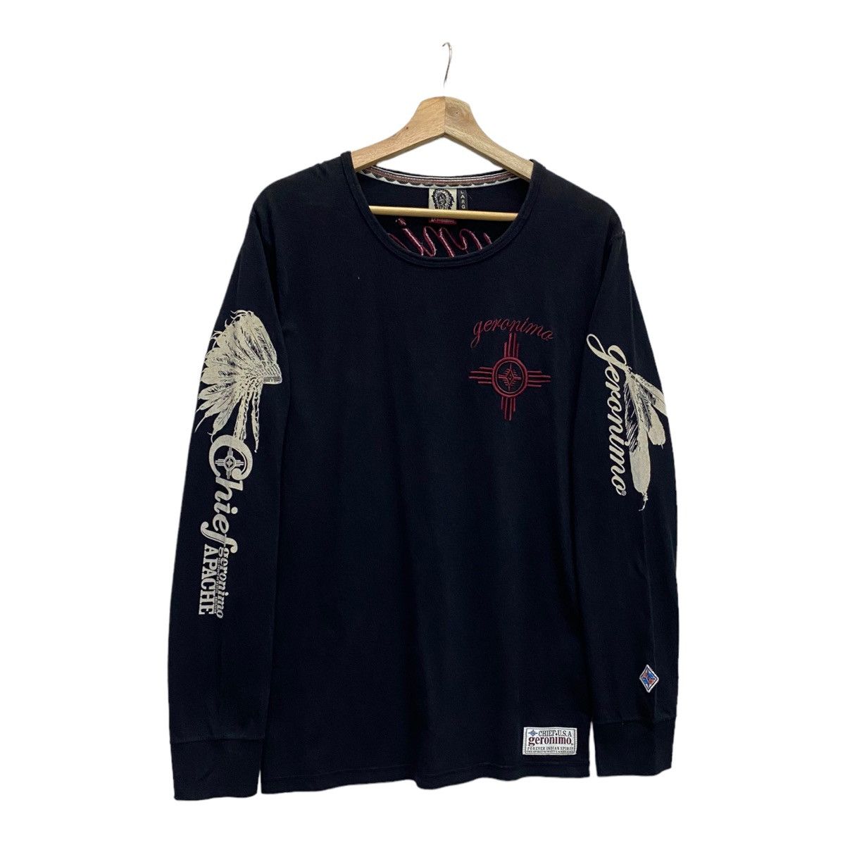 If Six Was Nine × Indian Motorcycle × Japanese Brand RARE GERONIMO INDIAN SPIRIT CHROME HEART DESIGN LONG SLEEVE Size US M / EU 48-50 / 2 - 10 Thumbnail