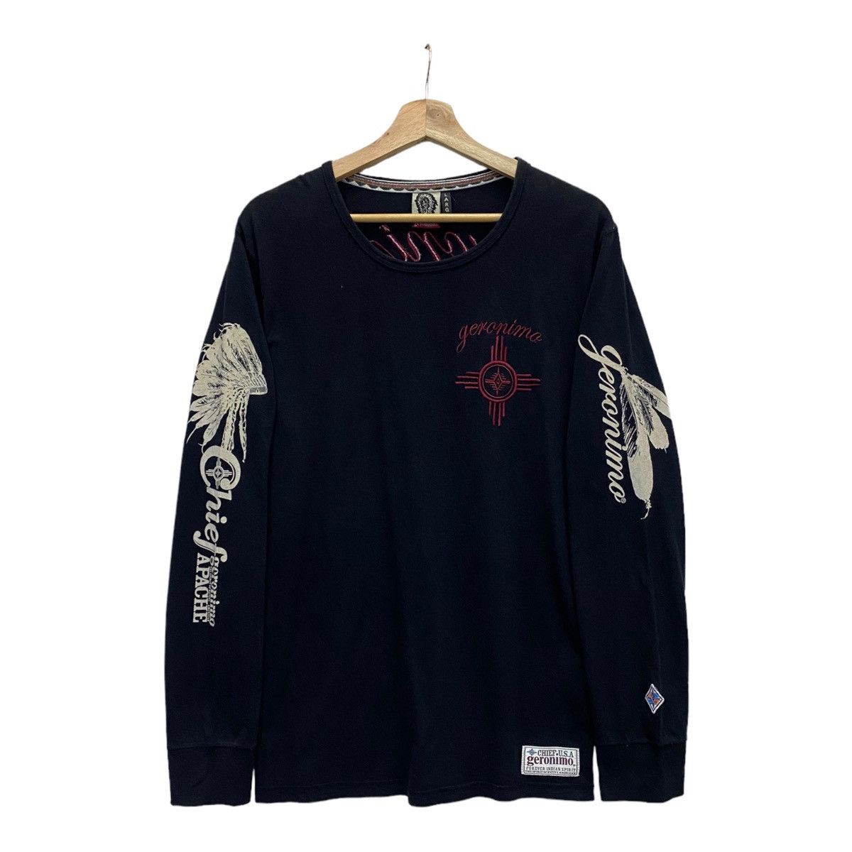 If Six Was Nine × Indian Motorcycle × Japanese Brand RARE GERONIMO INDIAN SPIRIT CHROME HEART DESIGN LONG SLEEVE Size US M / EU 48-50 / 2 - 2 Thumbnail