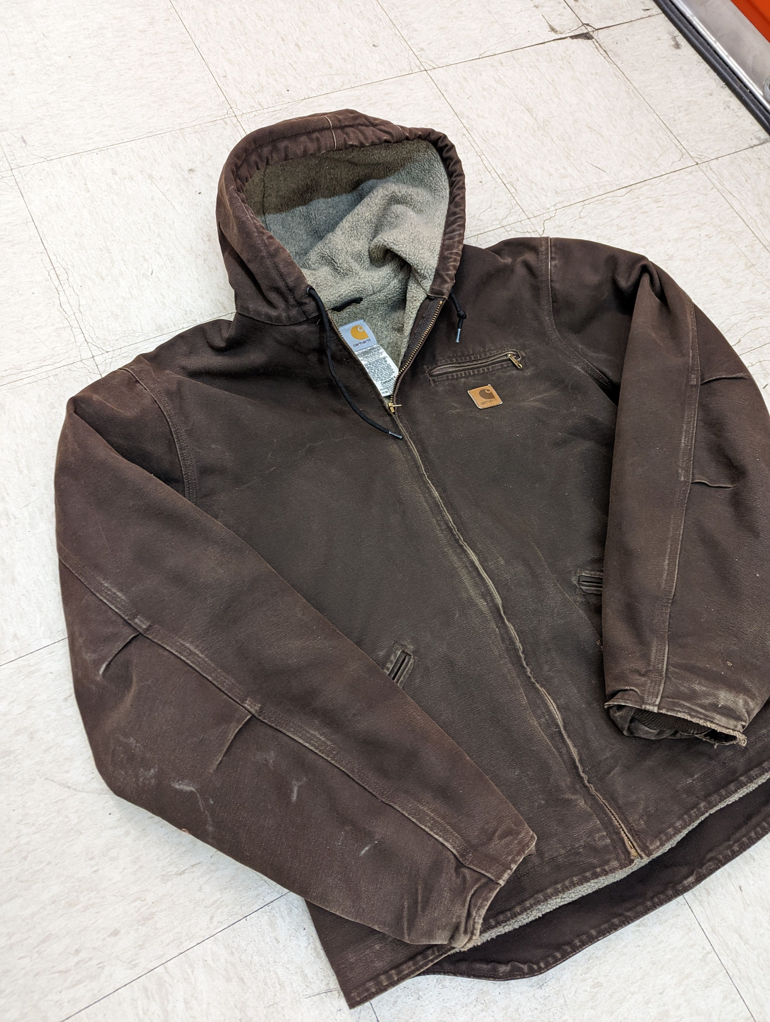 Carhartt Carhartt Hooded Sherpa Lined 2 Pocket Brown Jacket Size US XL / EU 56 / 4 - 3 Thumbnail