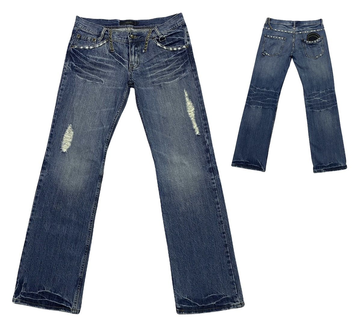 Japanese Brand Midas Distressed Design Denim Jeans Size US 32 / EU 48 - 1 Thumbnail