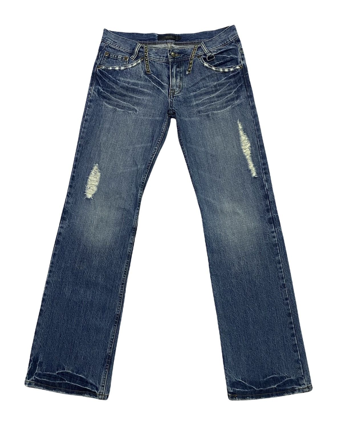 Japanese Brand Midas Distressed Design Denim Jeans Size US 32 / EU 48 - 2 Thumbnail