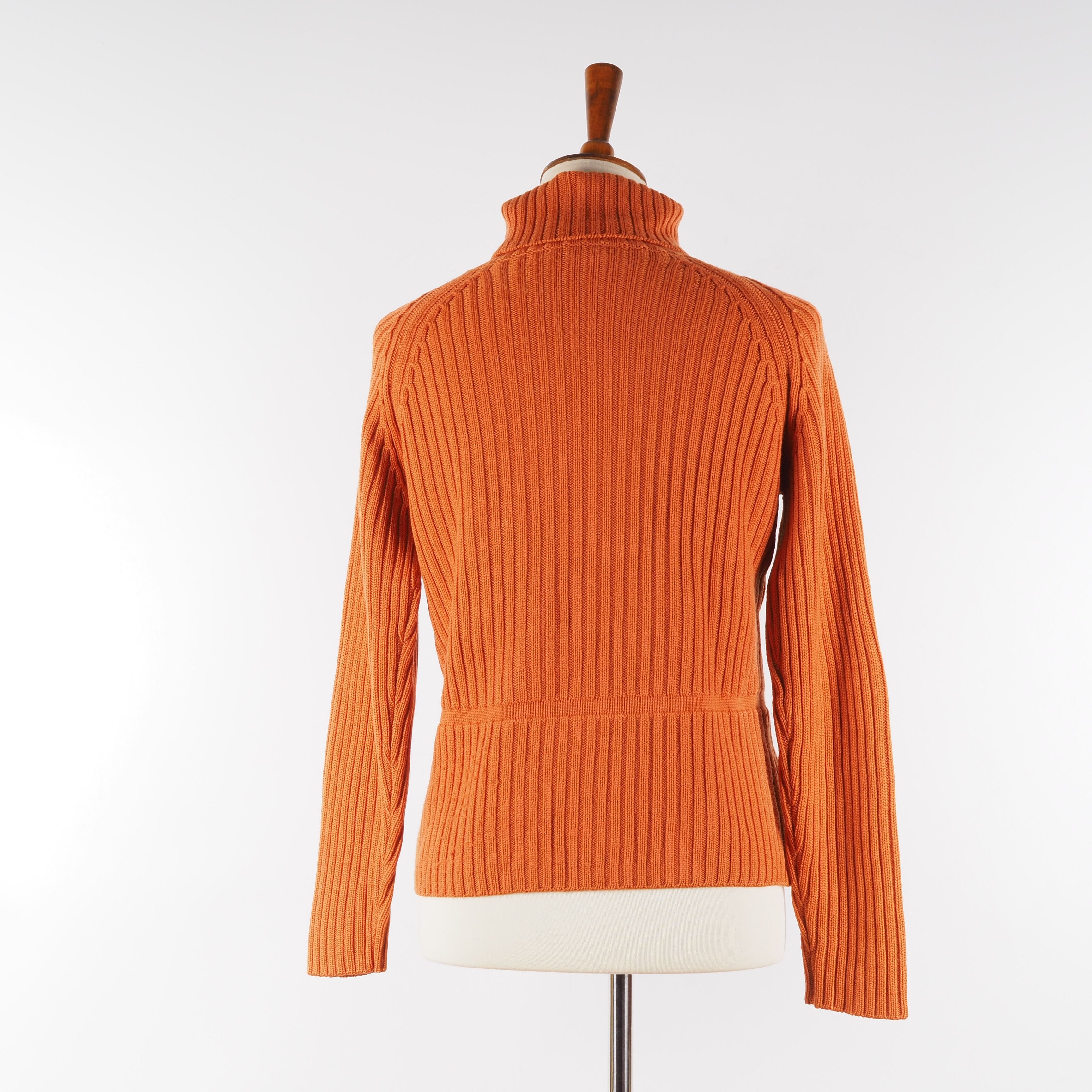 Prada Prada Vintage Orange Ribbed Wool Turtleneck Sweater Size M / US 6-8 / IT 42-44 - 7 Thumbnail