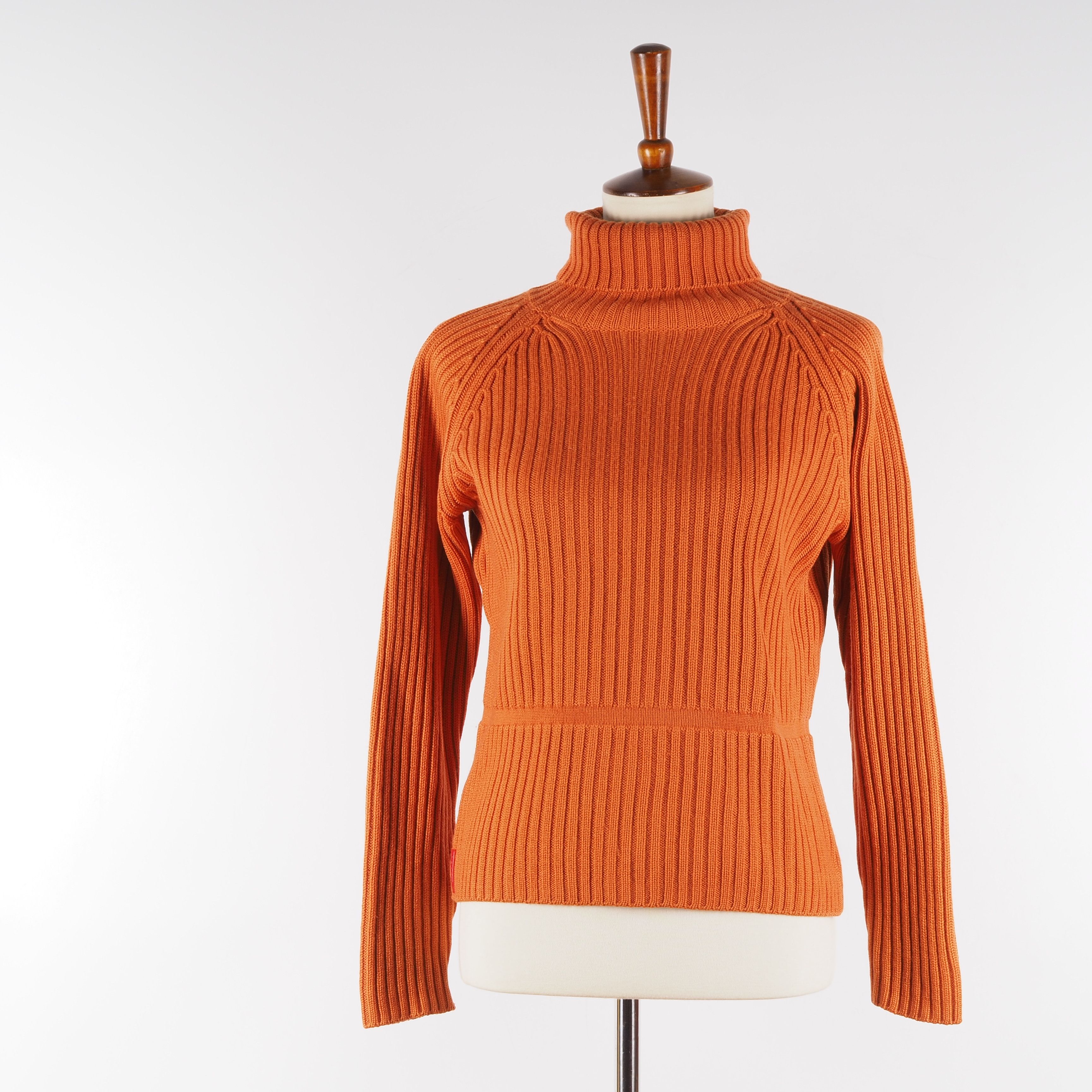 Prada Prada Vintage Orange Ribbed Wool Turtleneck Sweater Size M / US 6-8 / IT 42-44 - 4 Thumbnail