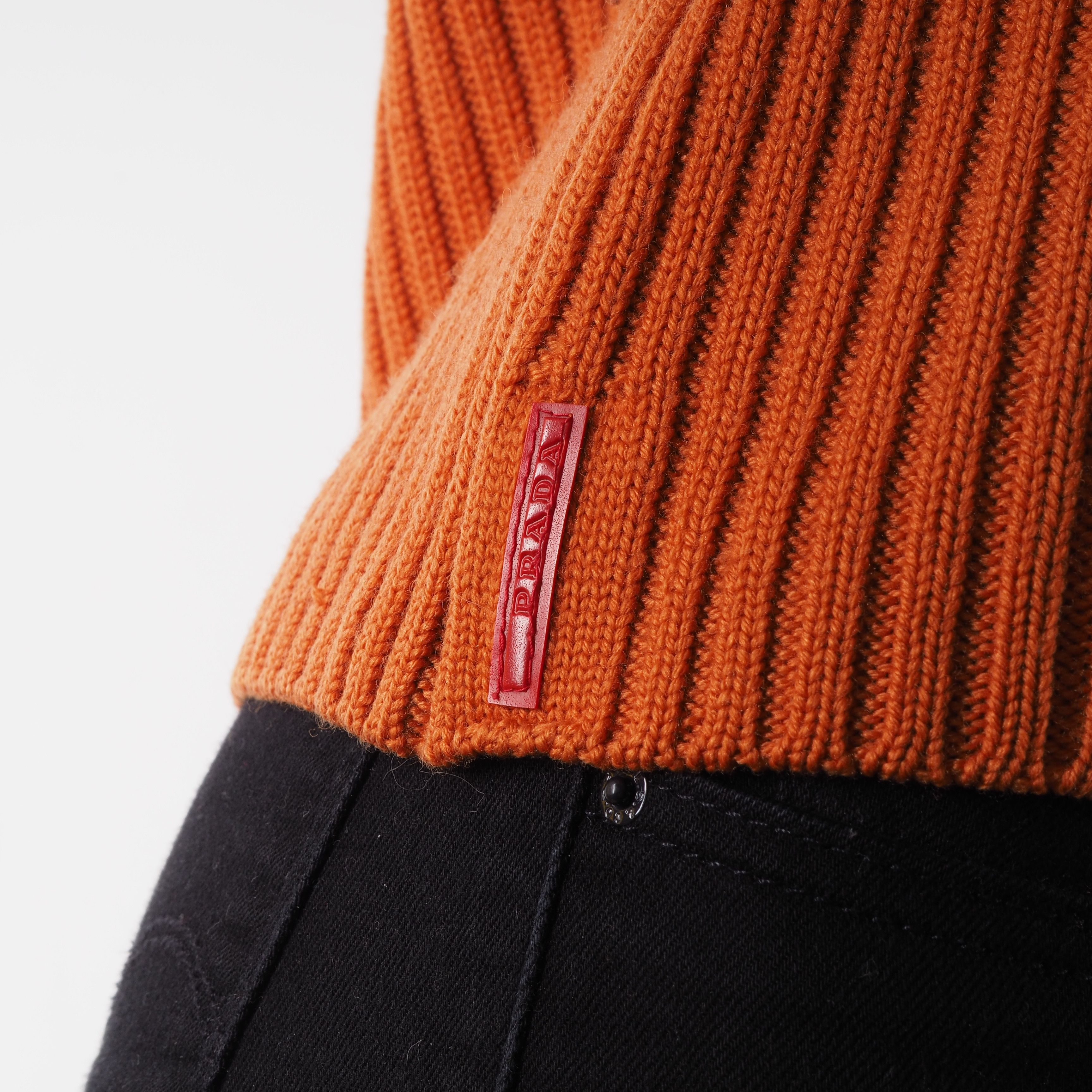 Prada Prada Vintage Orange Ribbed Wool Turtleneck Sweater Size M / US 6-8 / IT 42-44 - 13 Thumbnail