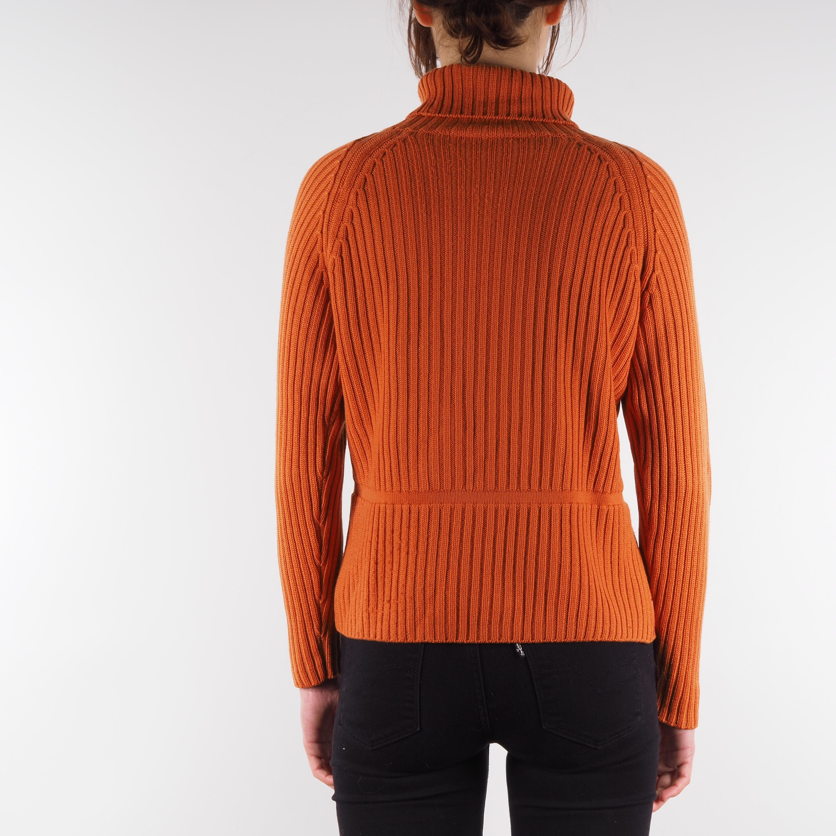 Prada Prada Vintage Orange Ribbed Wool Turtleneck Sweater Size M / US 6-8 / IT 42-44 - 2 Thumbnail