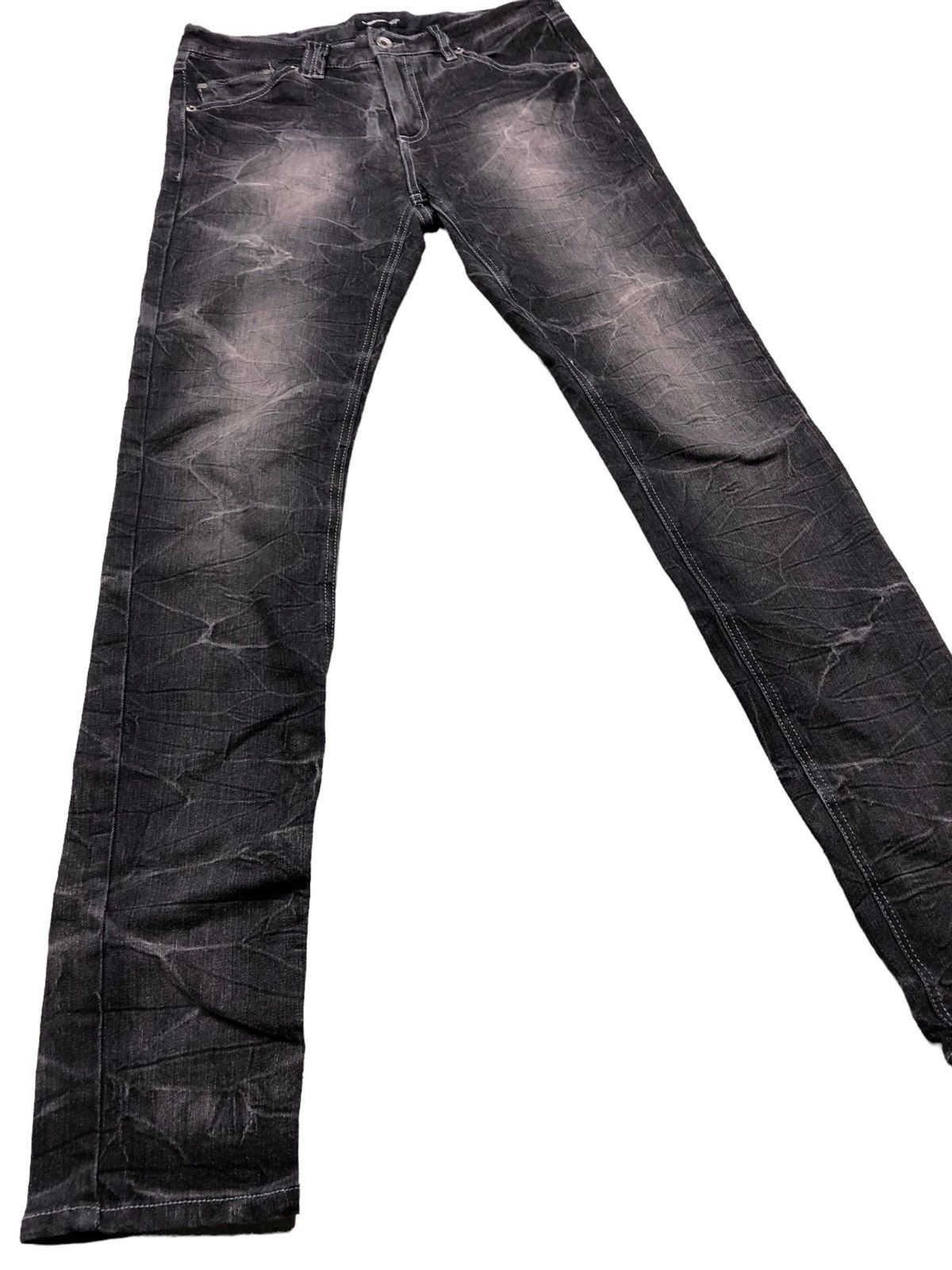 20471120 × Beauty Beast × Japanese Brand Semantic Design Black Wash Denim Skinny Jeans Size 31" - 3 Thumbnail