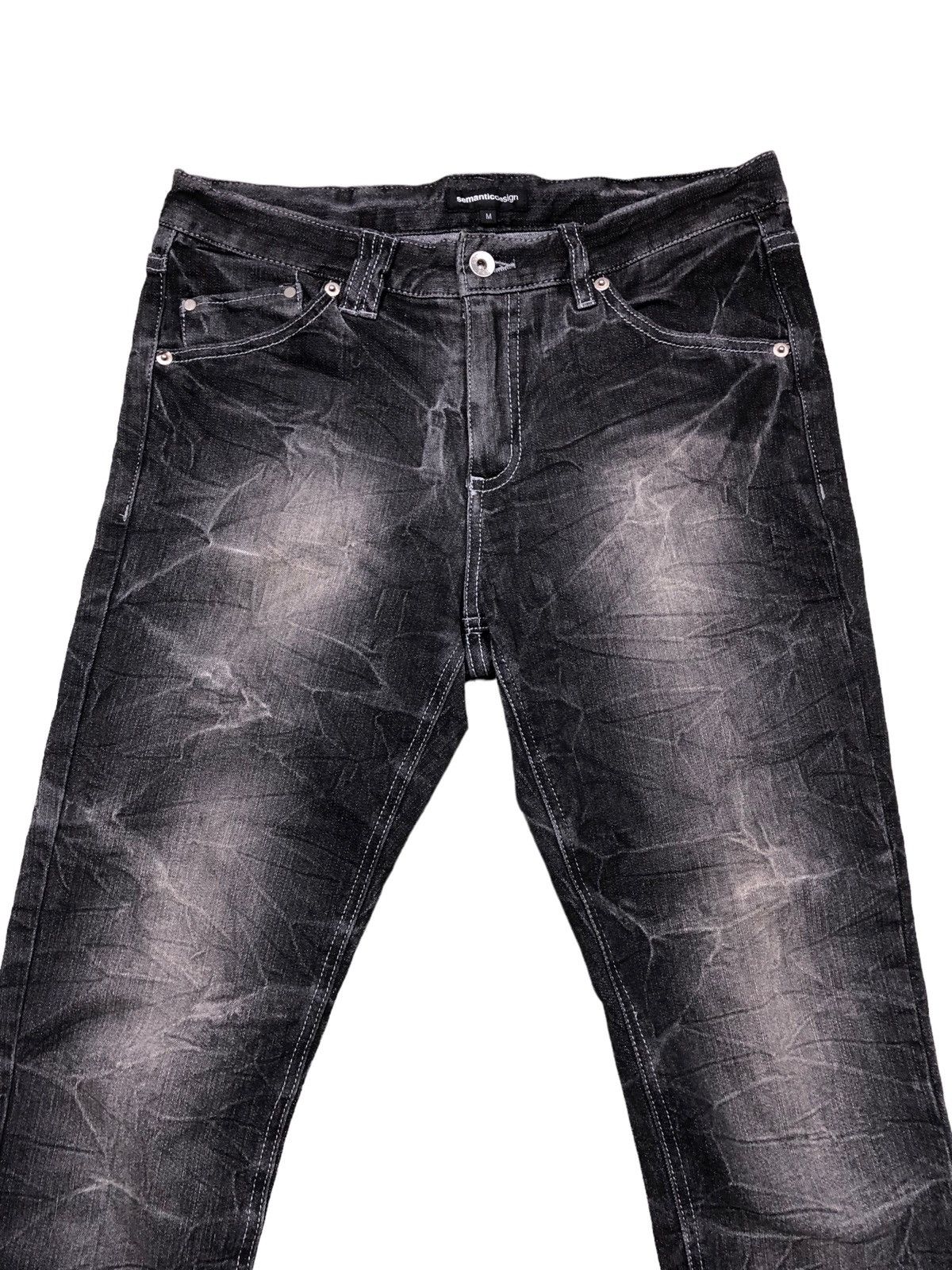 20471120 × Beauty Beast × Japanese Brand Semantic Design Black Wash Denim Skinny Jeans Size 31" - 5 Thumbnail
