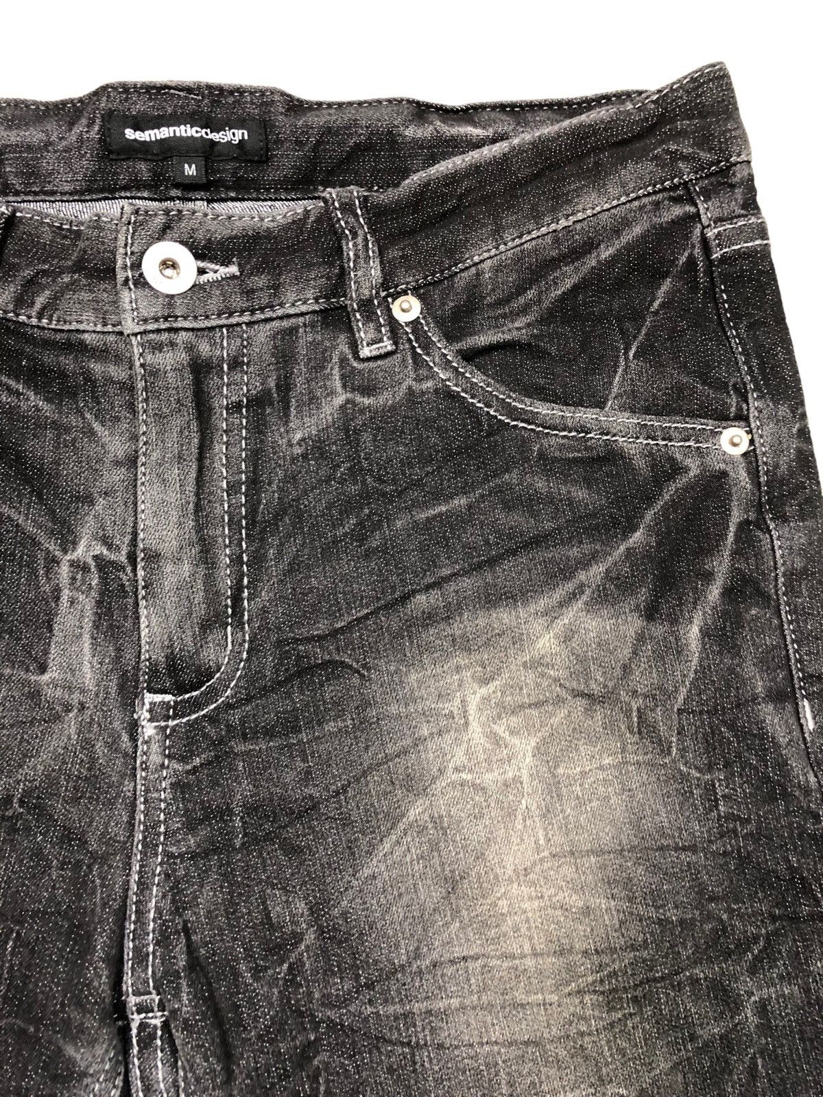 20471120 × Beauty Beast × Japanese Brand Semantic Design Black Wash Denim Skinny Jeans Size 31" - 8 Thumbnail