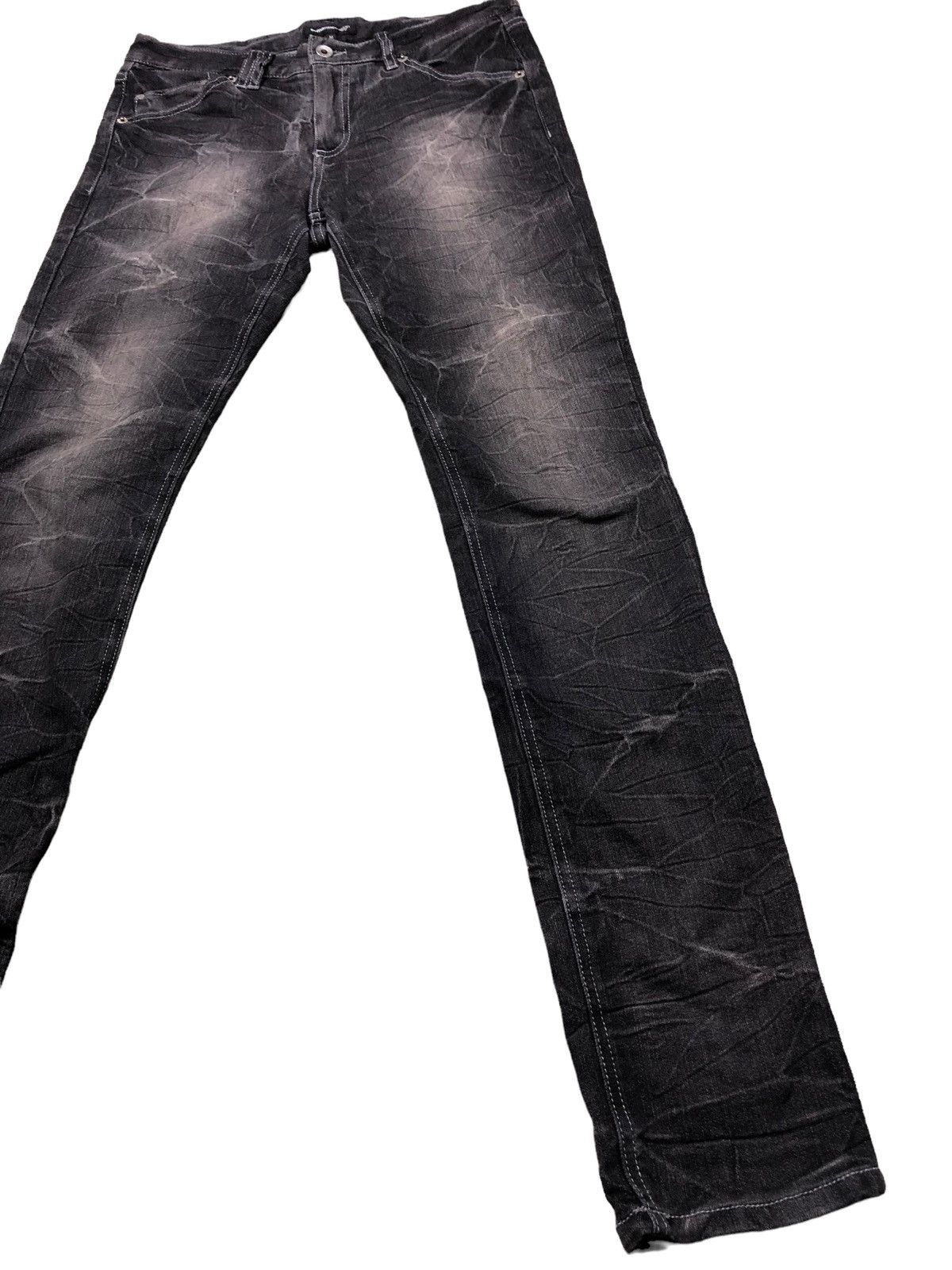 20471120 × Beauty Beast × Japanese Brand Semantic Design Black Wash Denim Skinny Jeans Size 31" - 4 Thumbnail