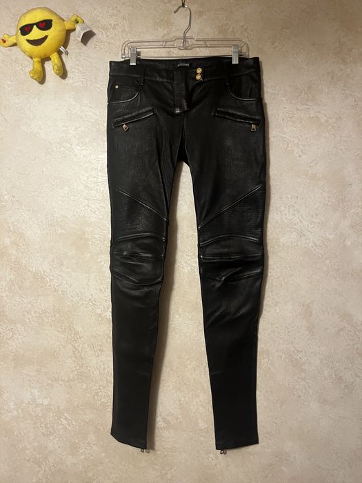 Balmain Leather Biker Pants